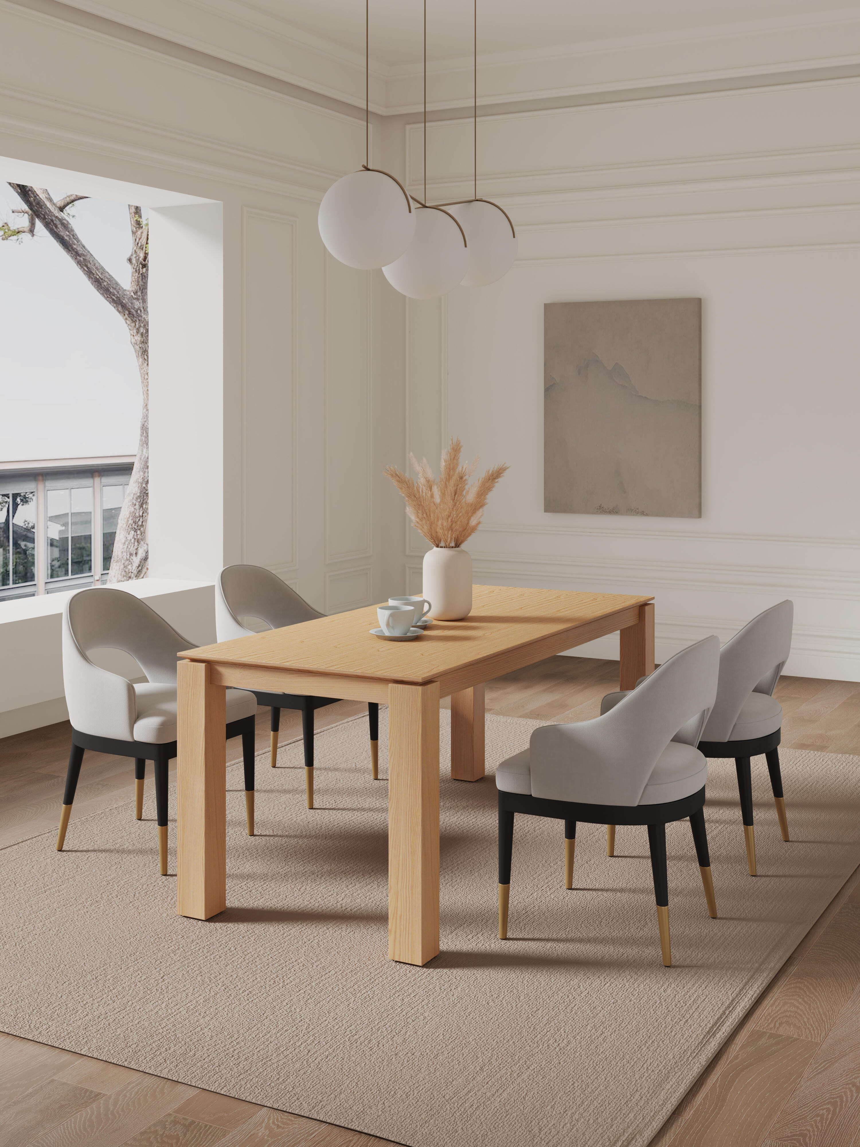 Manhattan Comfort Rockaway And Carrington Dinning Table with 4 Chairs, Natural/Light Gray, rollover