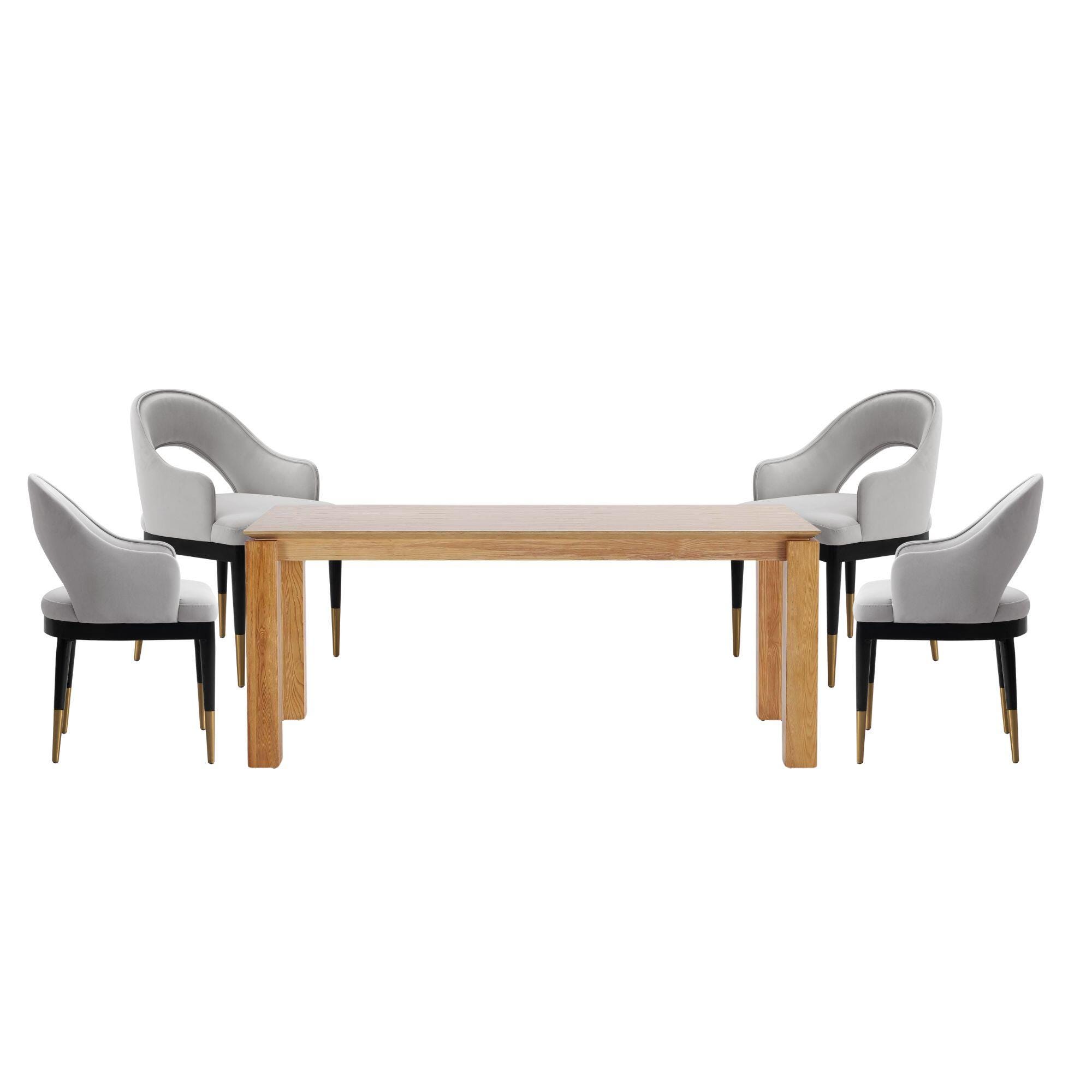 Manhattan Comfort Rockaway And Carrington Dinning Table with 4 Chairs, Natural/Light Gray, large