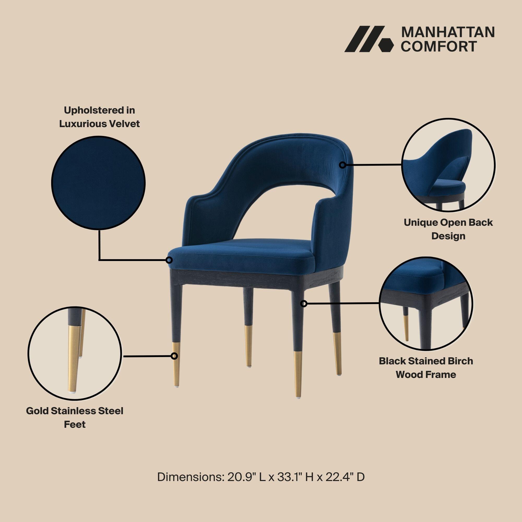 Manhattan Comfort Rockaway And Carrington Dinning Table with 6 Chairs, Black/Midnight Blue, large