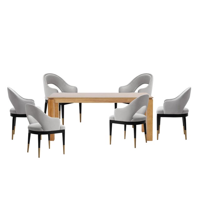 Manhattan Comfort Rockaway And Carrington Dinning Table with 6 Chairs