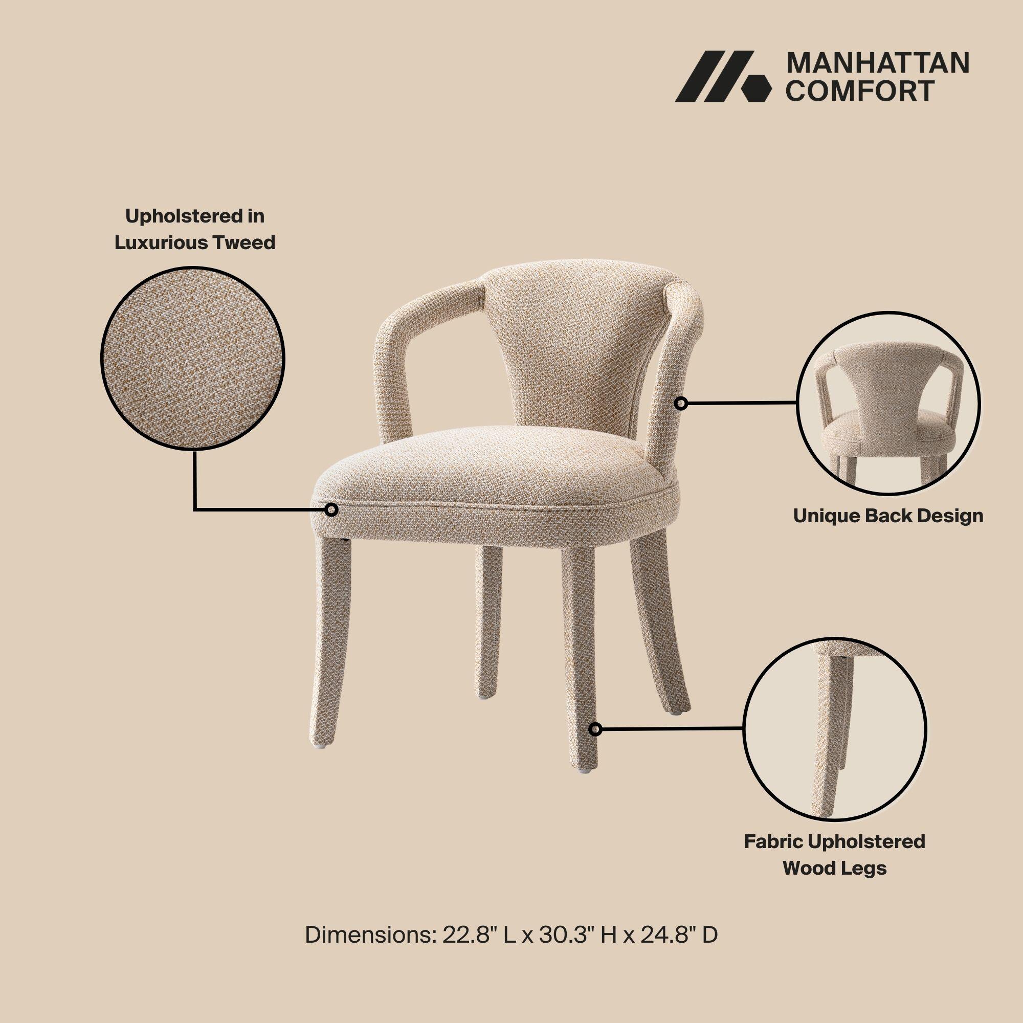 Manhattan Comfort Palmer Dining Armchair set of 2, Gold Dust, large