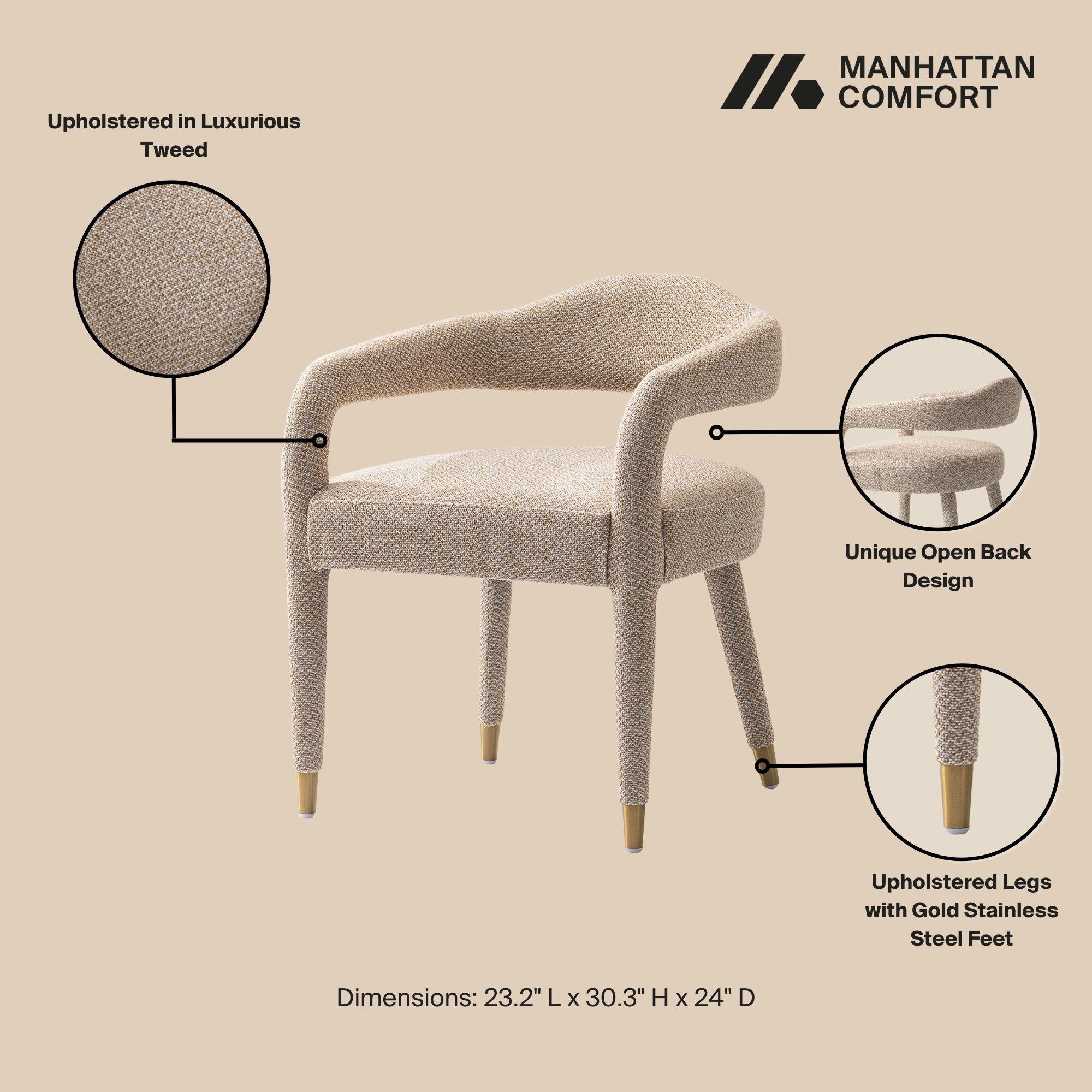 Manhattan Comfort Aspen Dining Armchair set of 2, Gold Dust, large