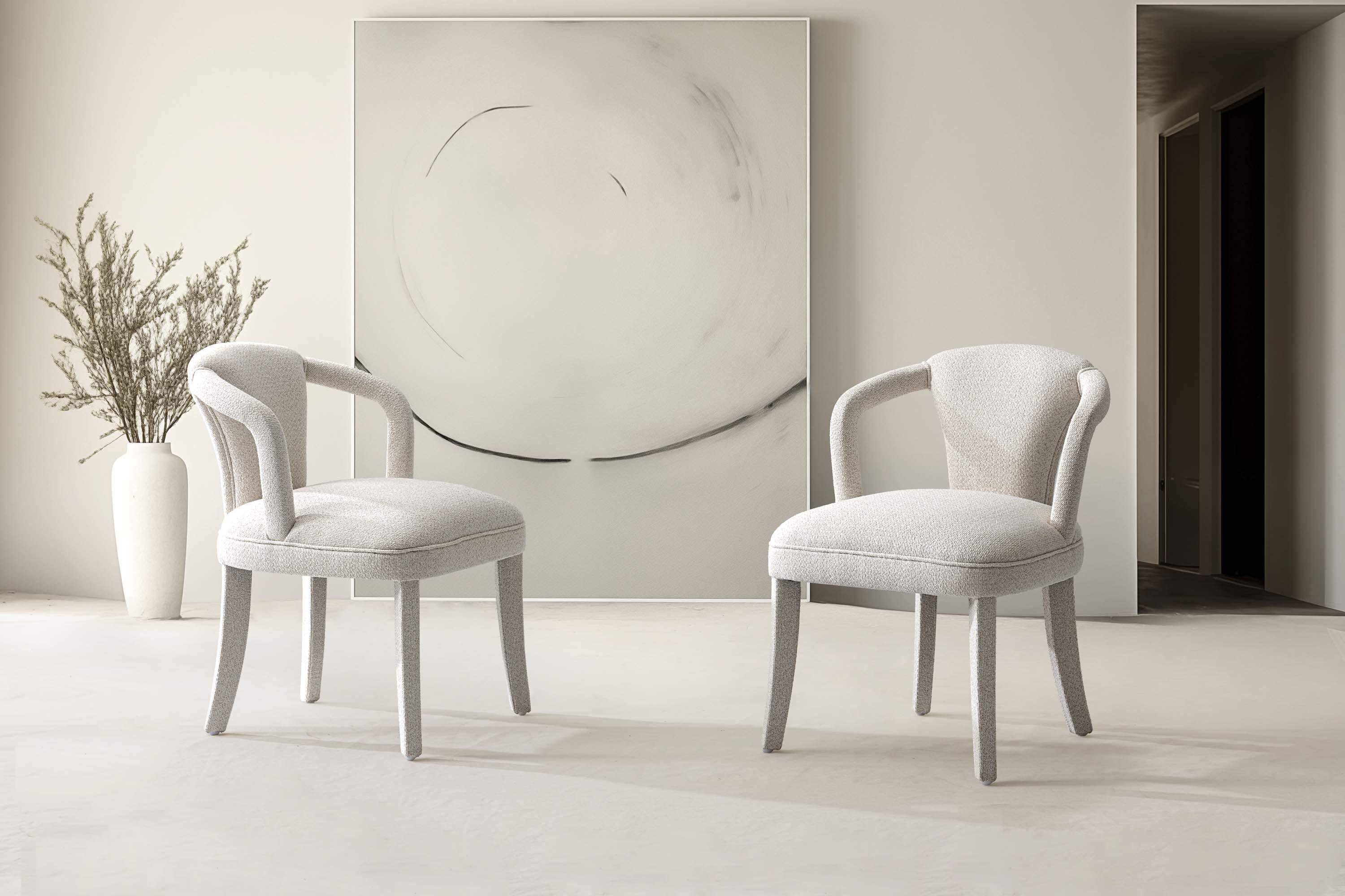 Manhattan Comfort Palmer Dining Armchair set of 2, Ivory, rollover