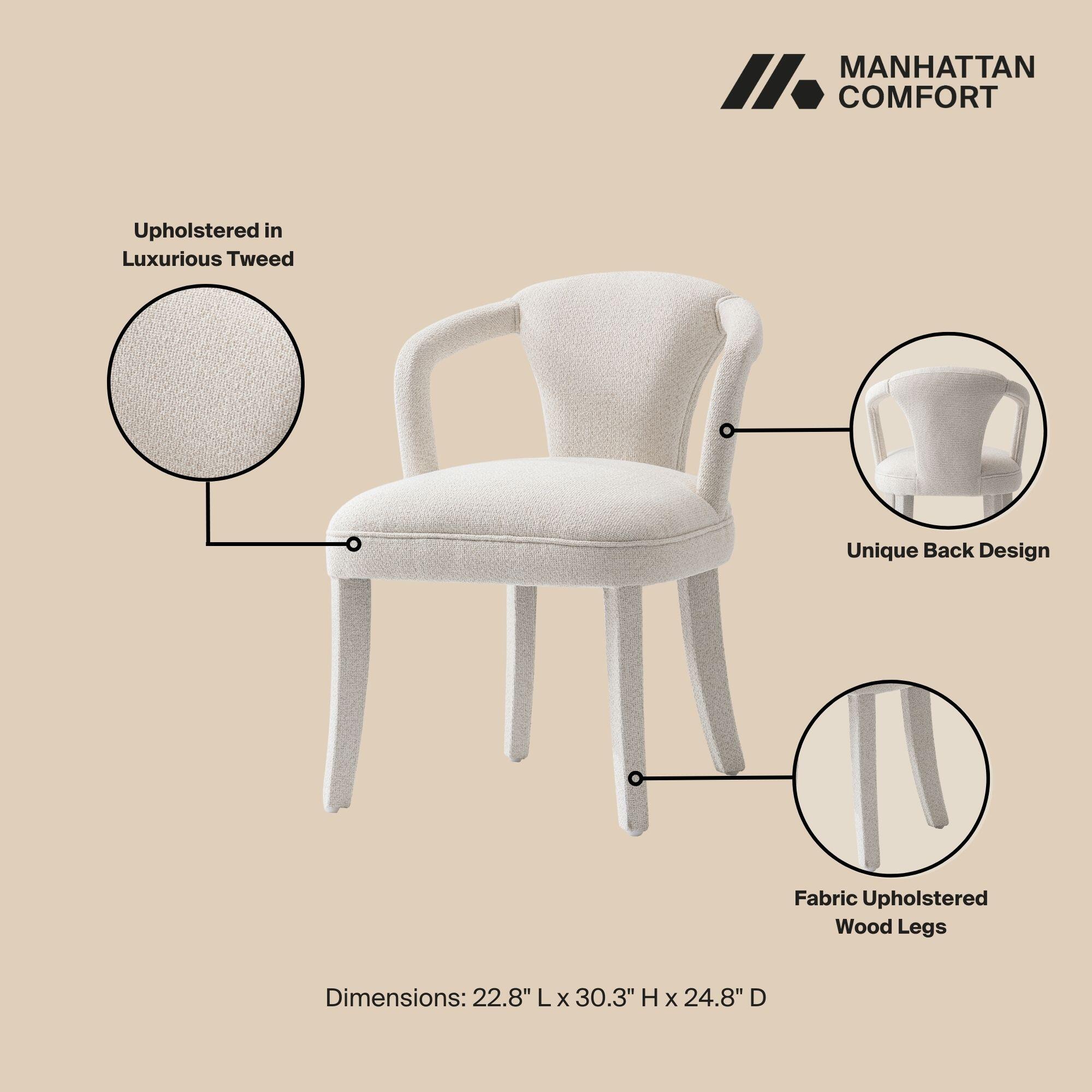 Manhattan Comfort Palmer Dining Armchair set of 2, Ivory, large