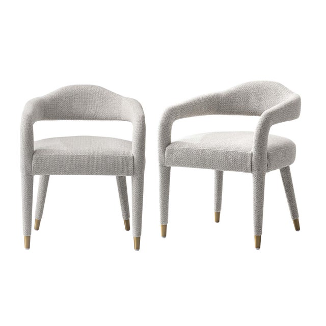 Manhattan Comfort Aspen Dining Armchair set of 2, Silver Lining