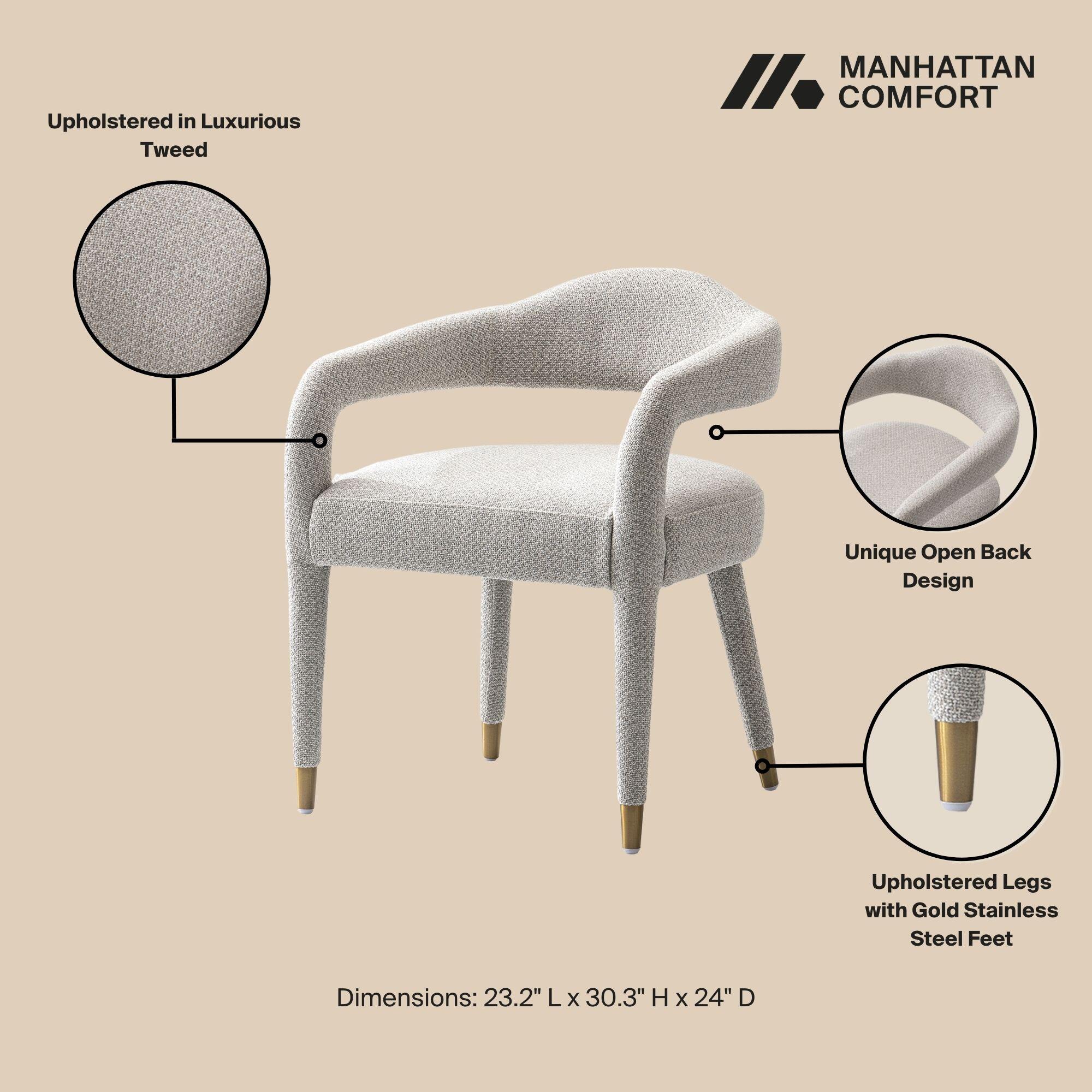 Manhattan Comfort Aspen Dining Armchair set of 2, Silver Lining, large