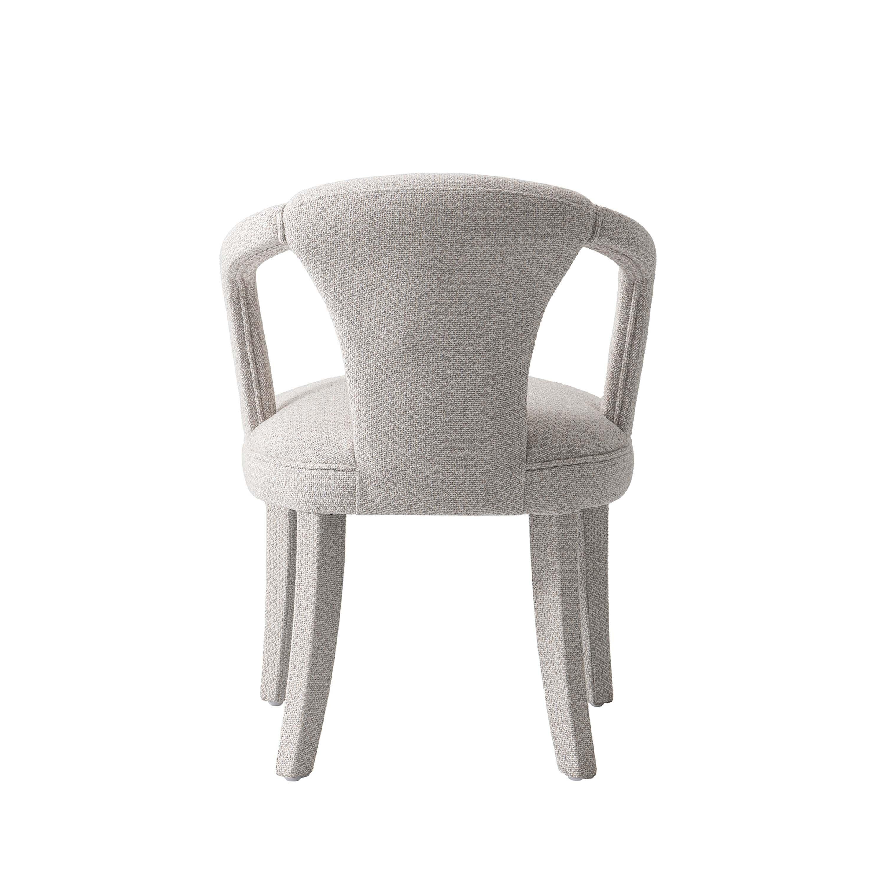 Manhattan Comfort Palmer Dining Armchair set of 2, Silver Lining, large