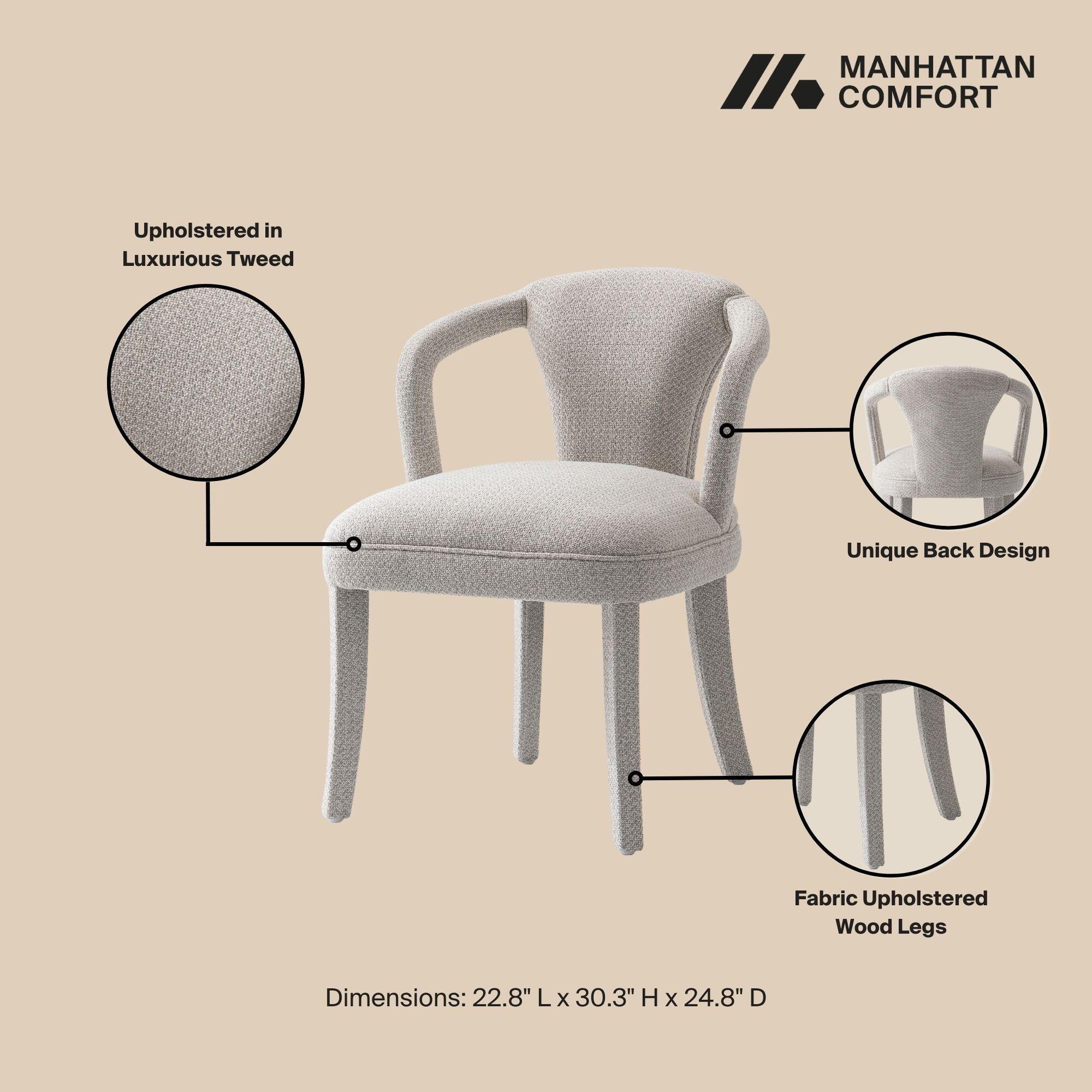 Manhattan Comfort Palmer Dining Armchair set of 2, Silver Lining, large