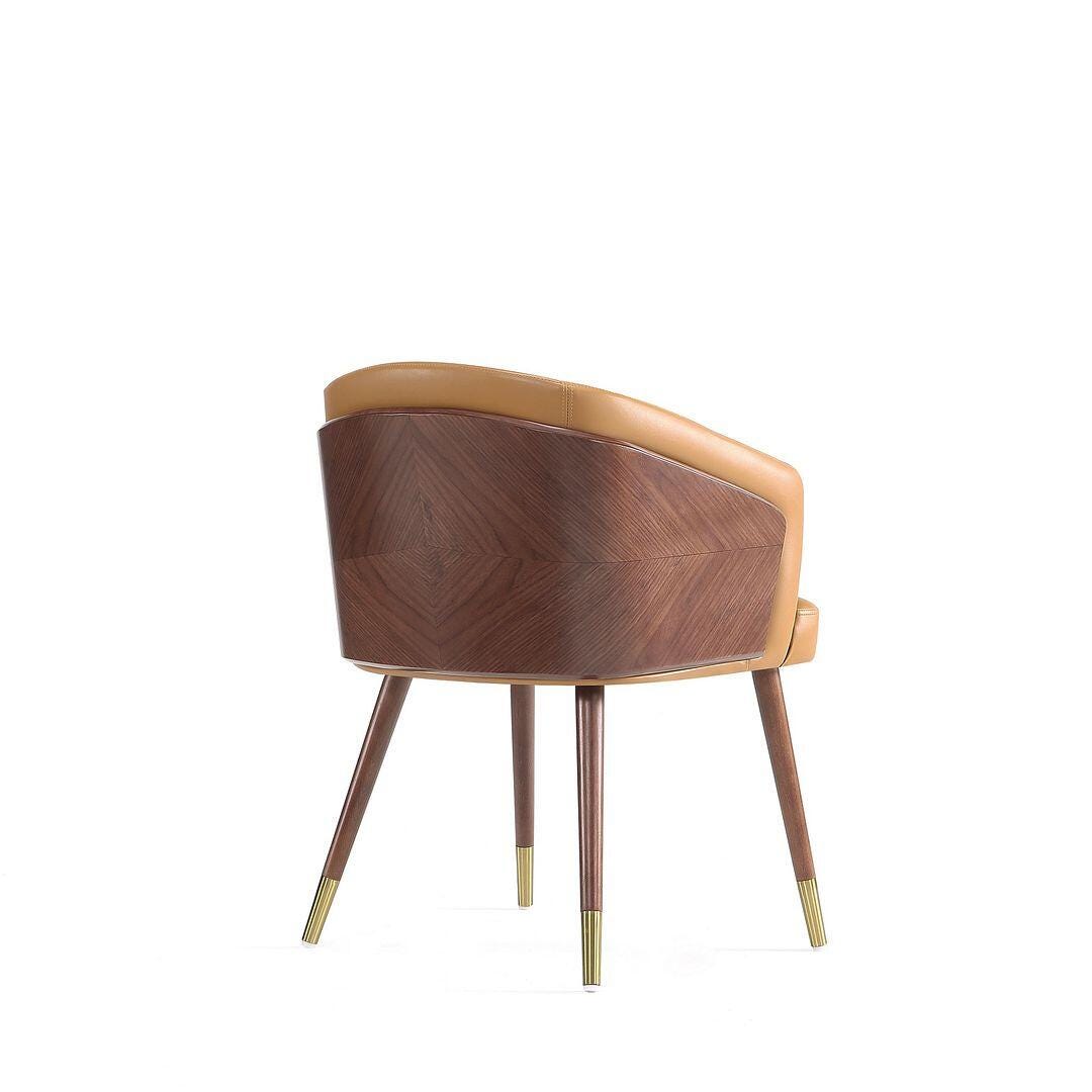 Manhattan Comfort Reeva Dining Chair set of 2, Walnut/Camel, large