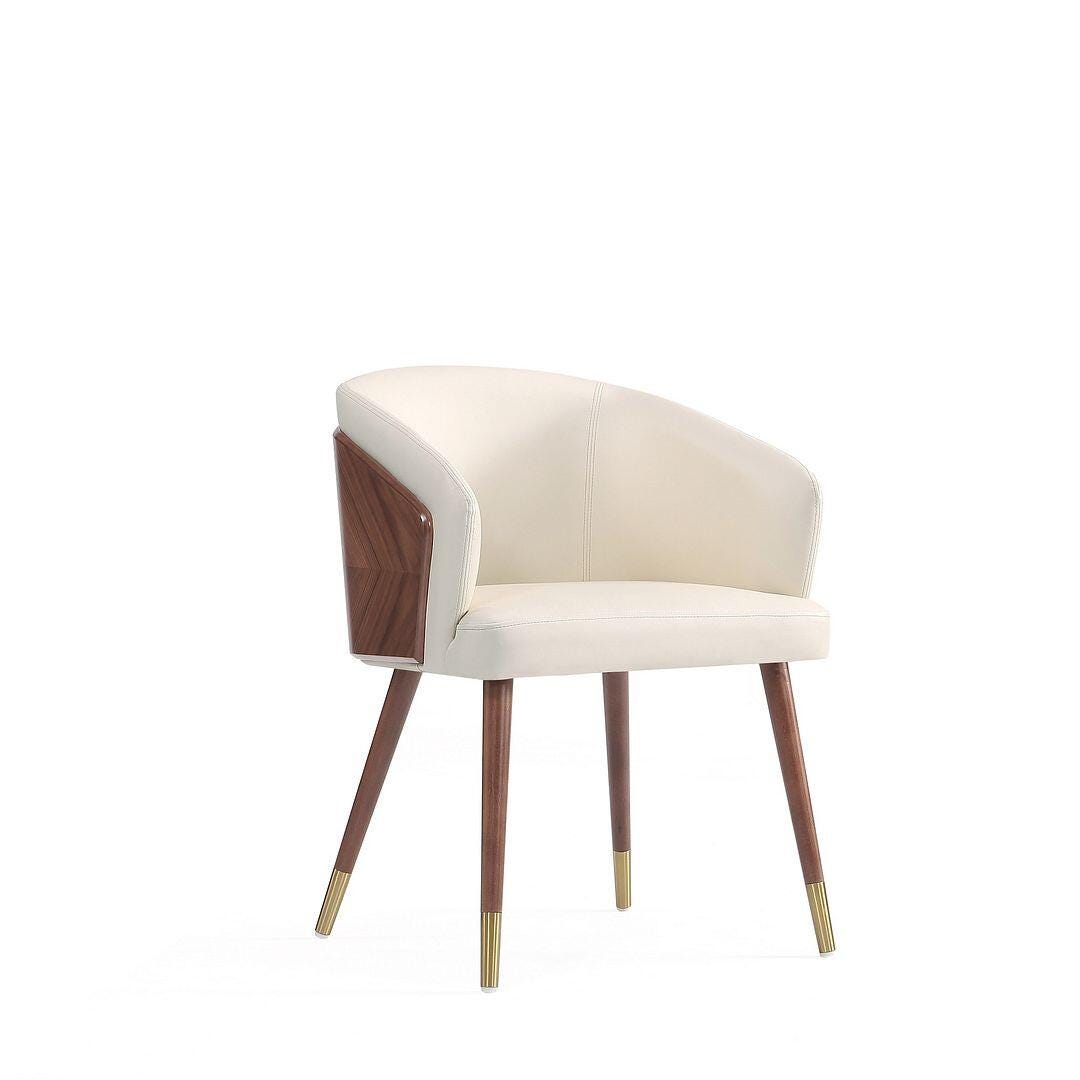 Manhattan Comfort Reeva Dining Chair set of 2, Walnut/Cream, large