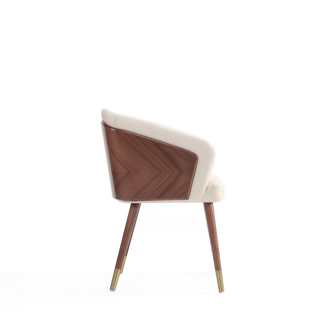 Manhattan Comfort Reeva Dining Chair set of 2, Walnut/Cream, large