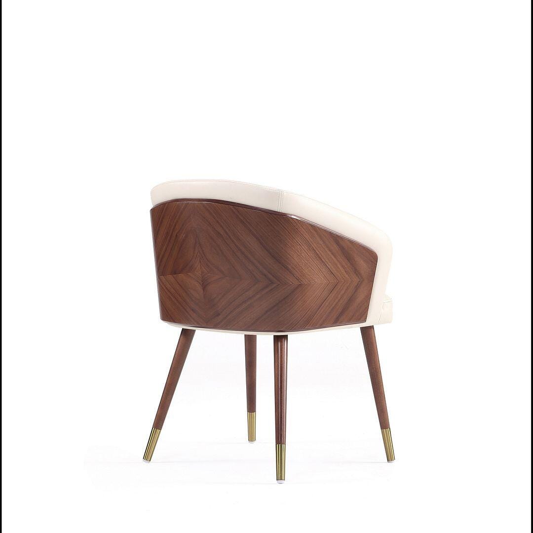 Manhattan Comfort Reeva Dining Chair set of 2, Walnut/Cream, large