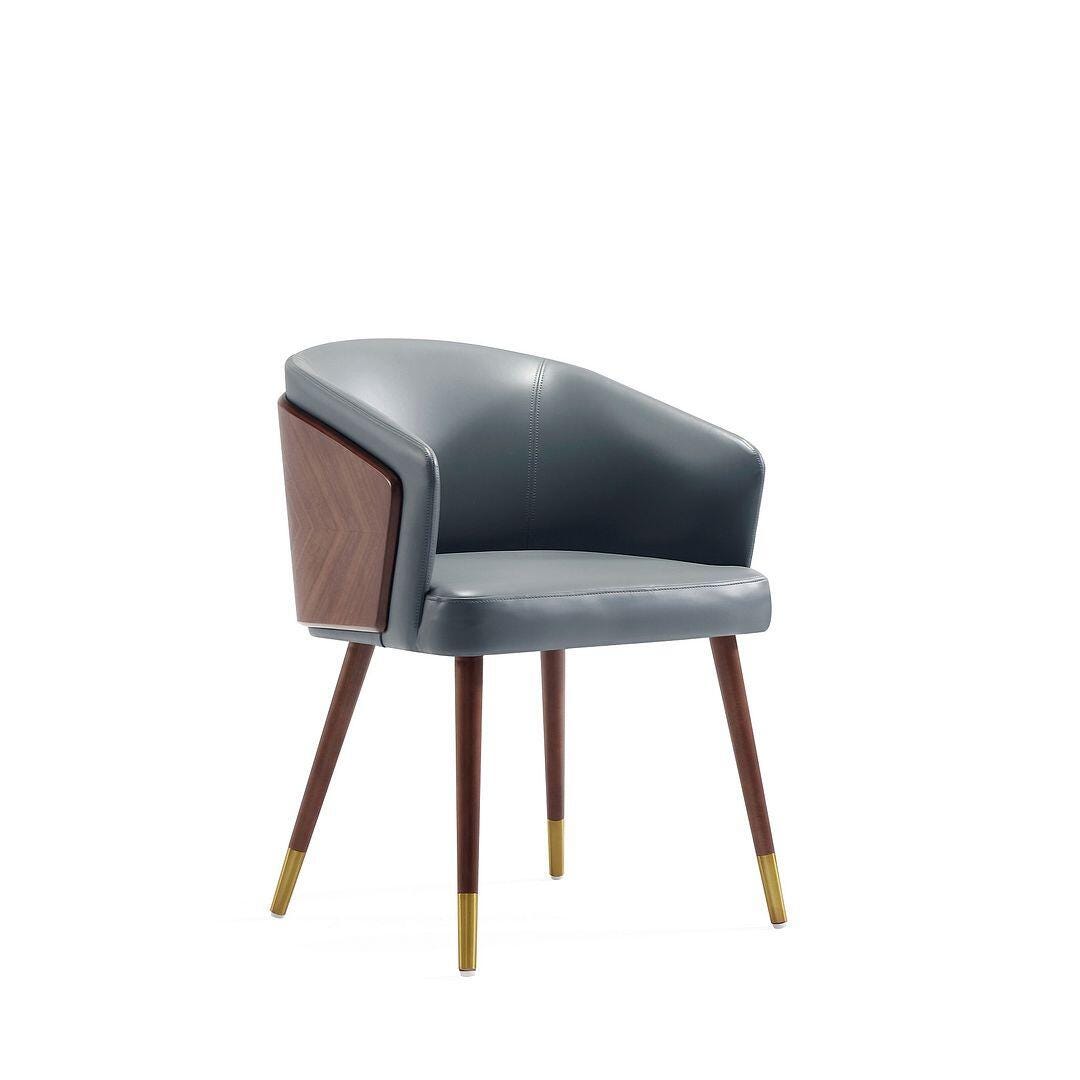 Manhattan Comfort Reeva Dining Chair set of 2, Walnut/Graphite Gray, large