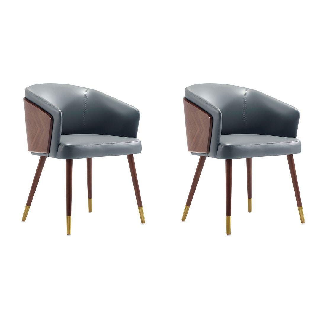 Manhattan Comfort Reeva Dining Chair set of 2, Walnut/Graphite Gray, large