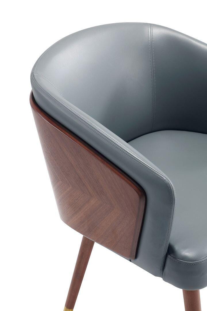 Manhattan Comfort Reeva Dining Chair set of 2, Walnut/Graphite Gray, large