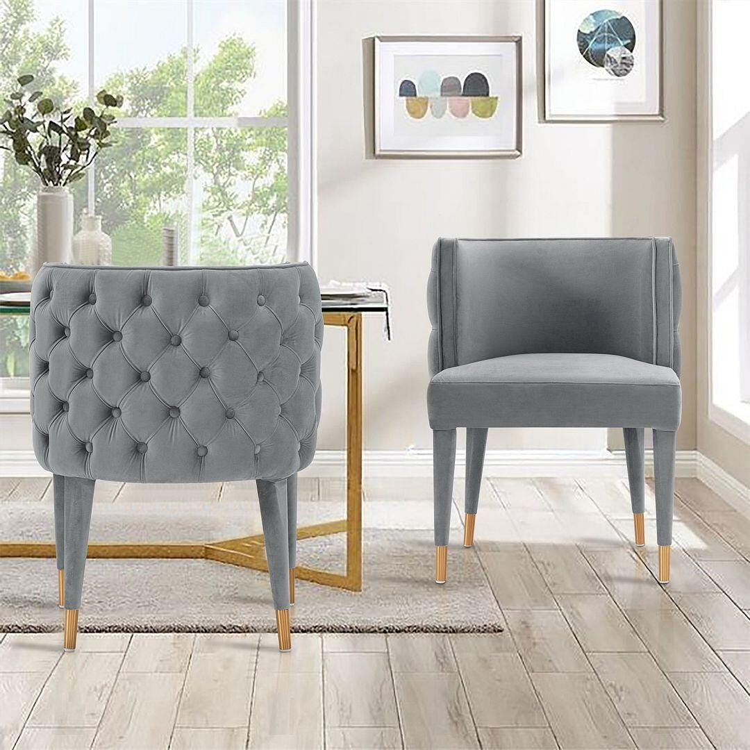 Manhattan Comfort Maya Dining Chair set of 2, Gray, rollover