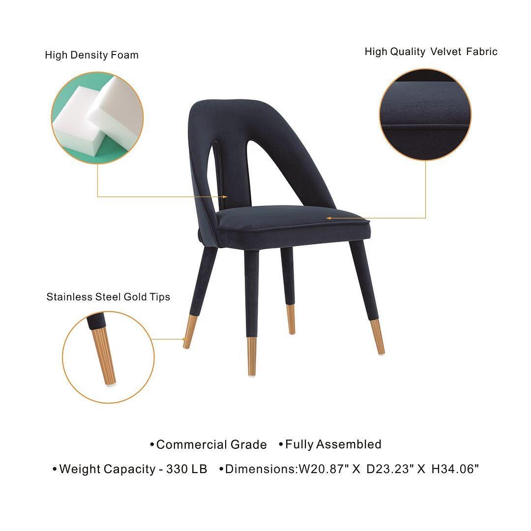Manhattan Comfort Neda Dining Chair set of 2, Midnight Blue, large