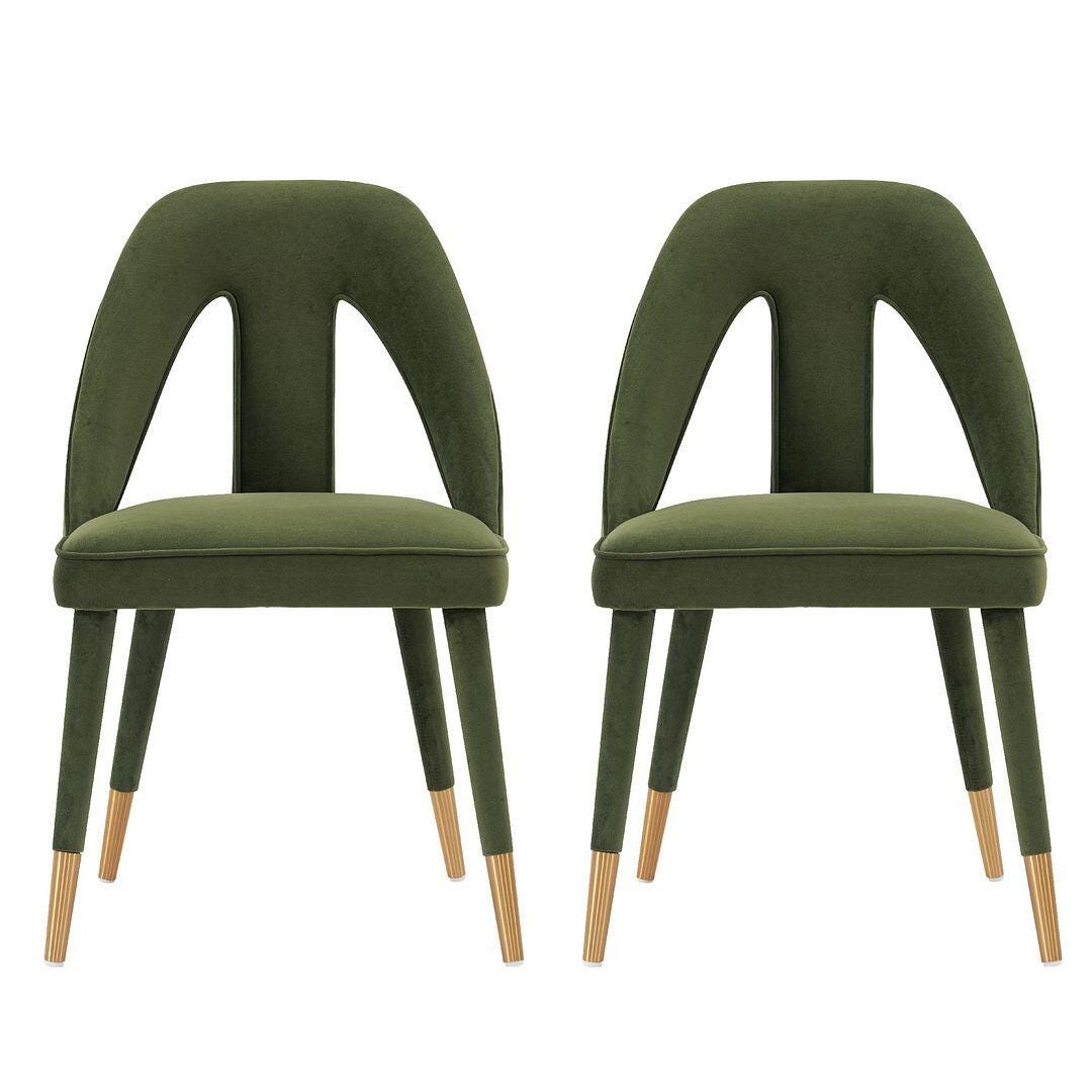 Manhattan Comfort Neda Dining Chair set of 2, Olive Green, large