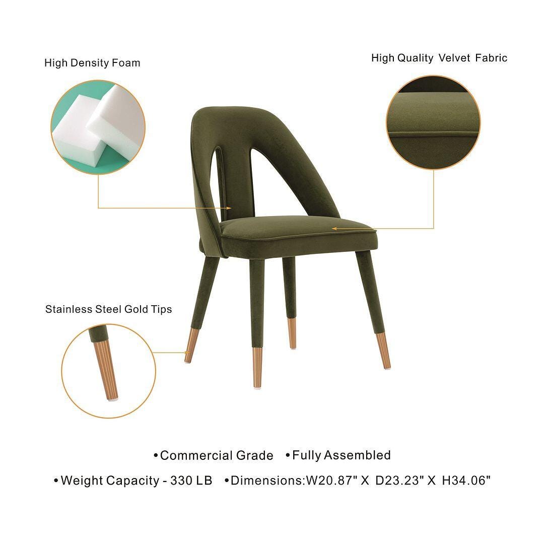 Manhattan Comfort Neda Dining Chair set of 2, Olive Green, large