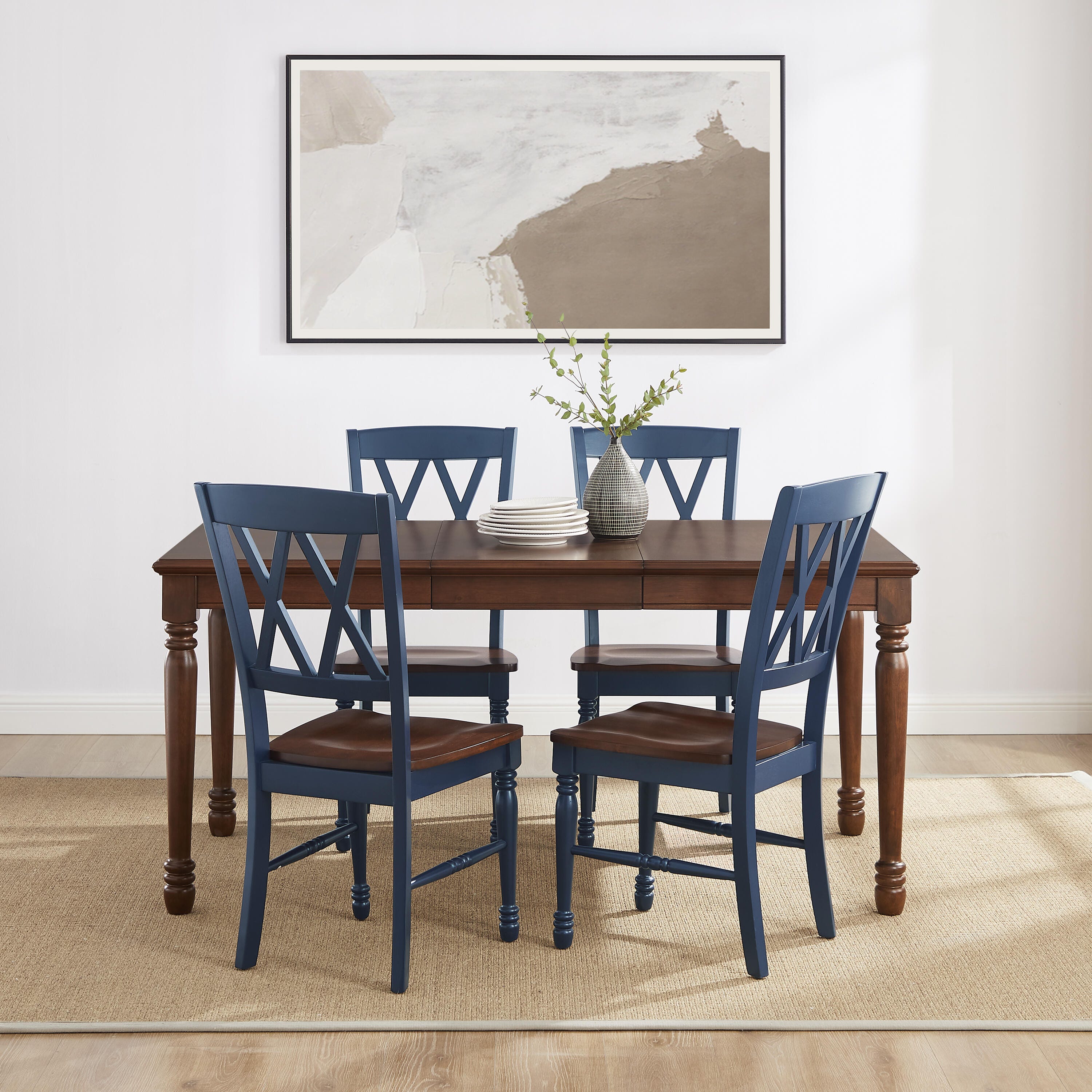 Crosley Furniture Shelby Dining Table and 4 Chairs, Navy, large