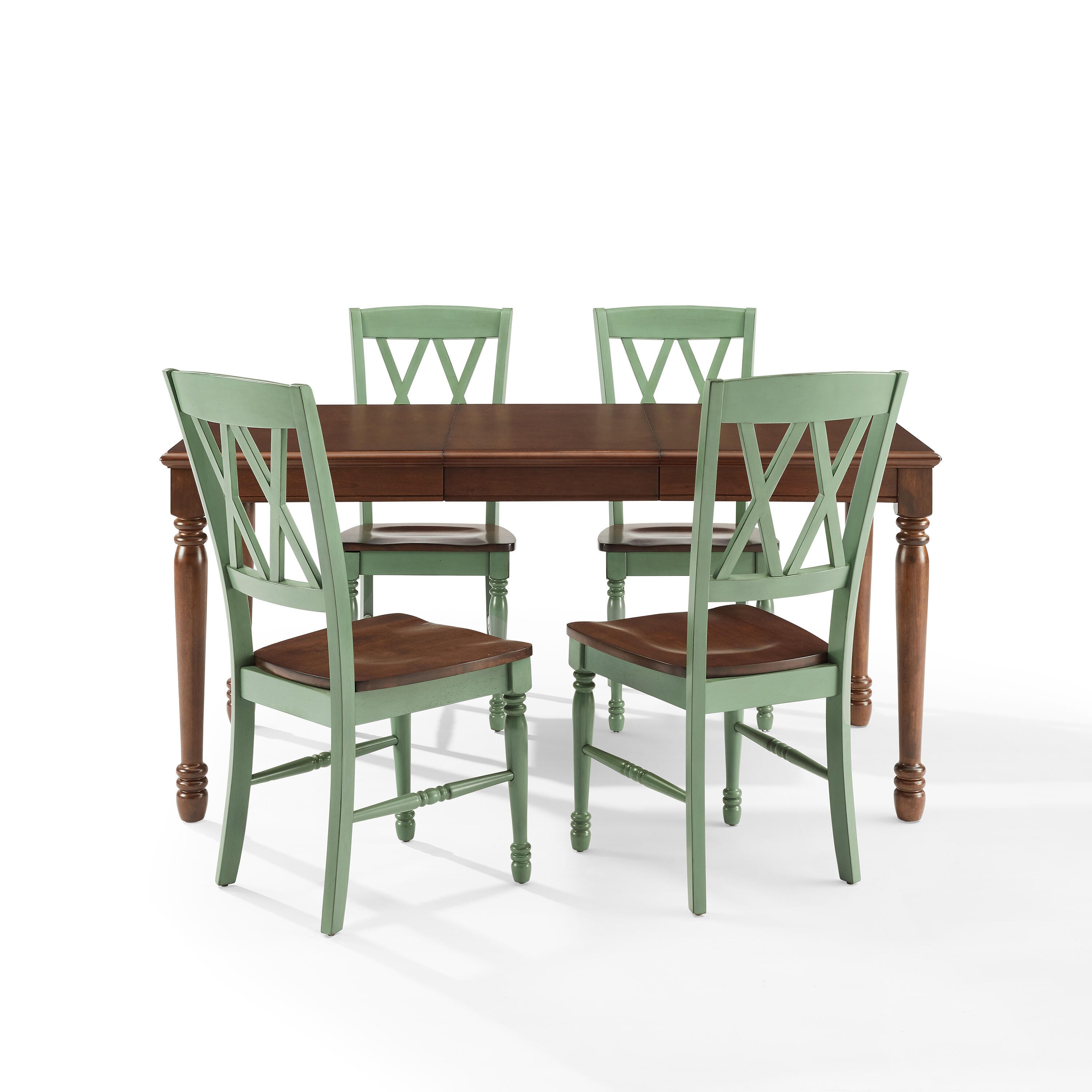 Crosley Furniture Shelby Dining Table and 4 Chairs, Distressed Teal, large