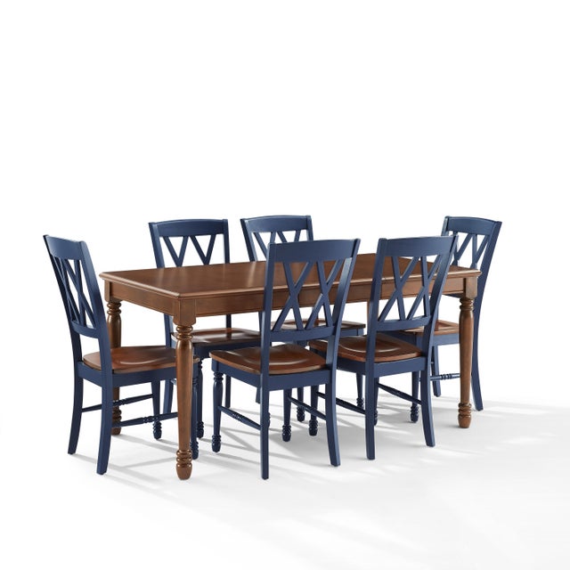 Crosley Furniture Shelby Dining Table and 6 Chairs, Navy