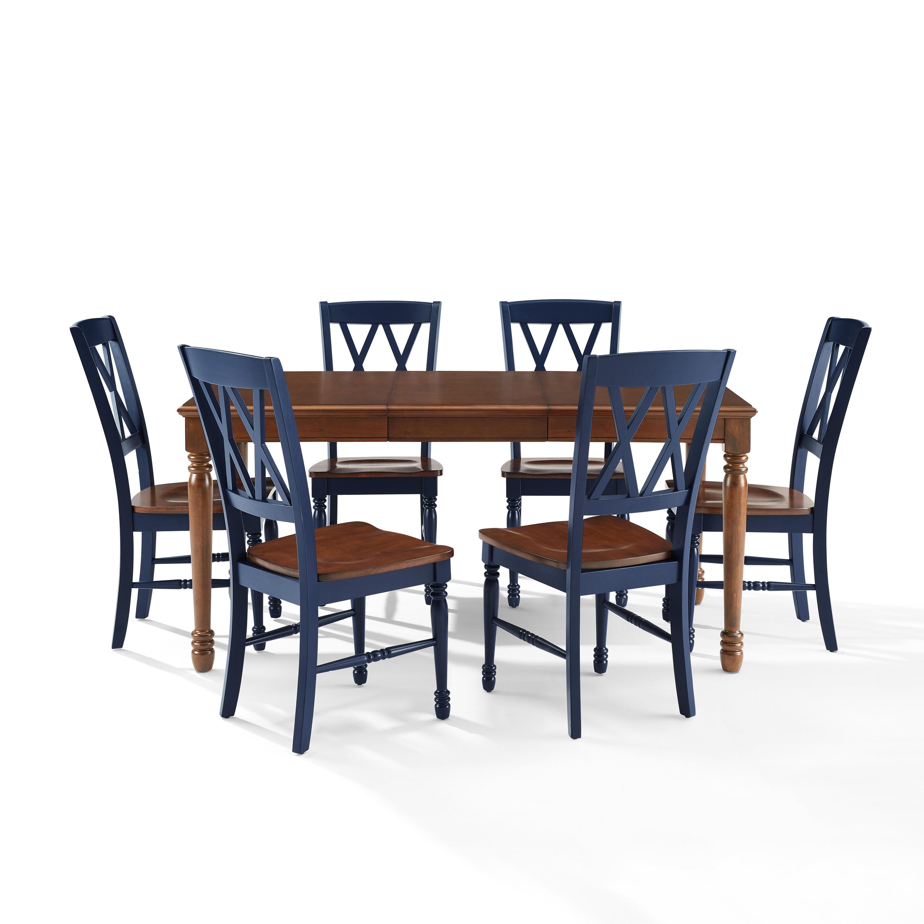 Crosley Furniture Shelby Dining Table and 6 Chairs, Navy, large
