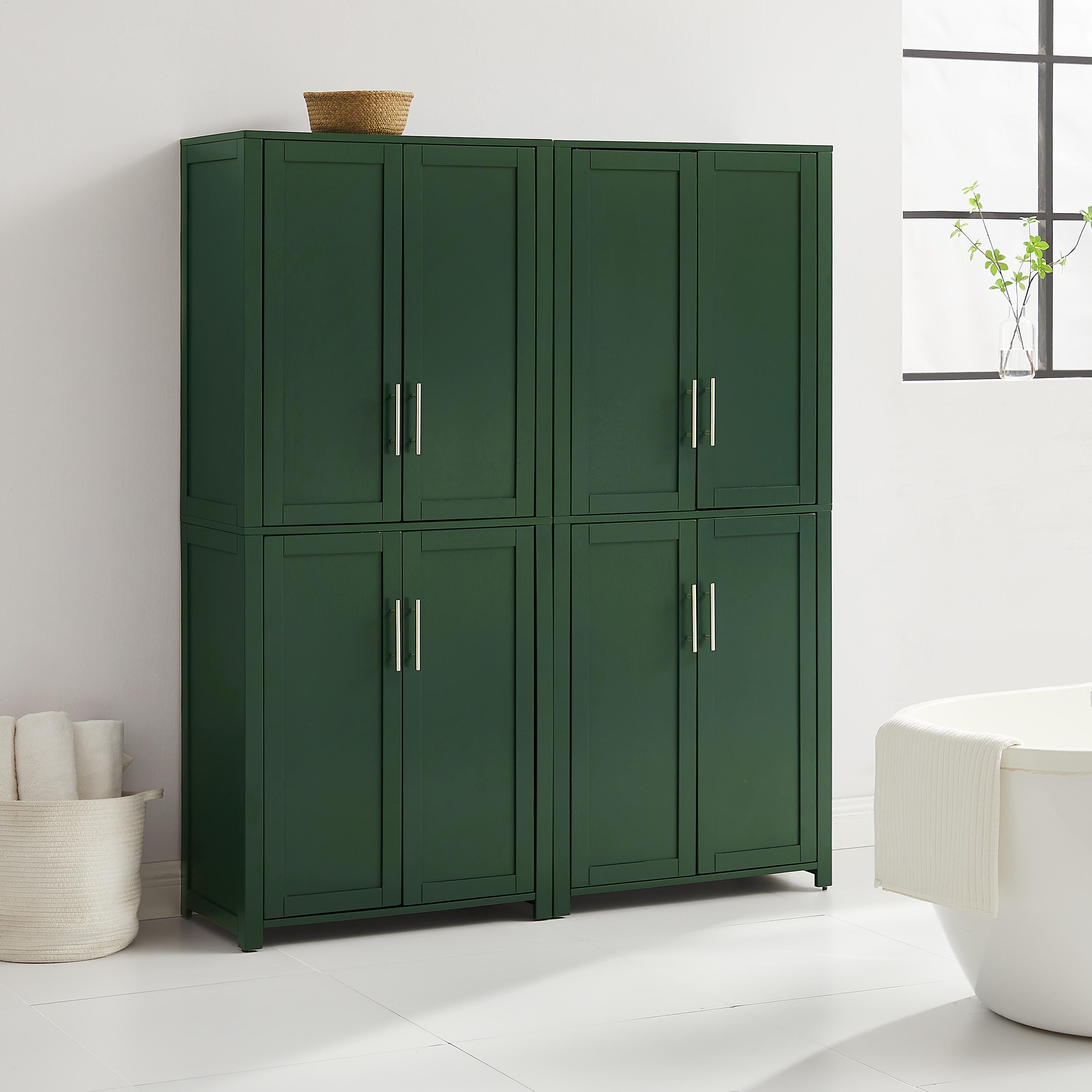 Crosley Furniture Savannah Kitchen Pantry Storage Cabinet (Set of 2), , large