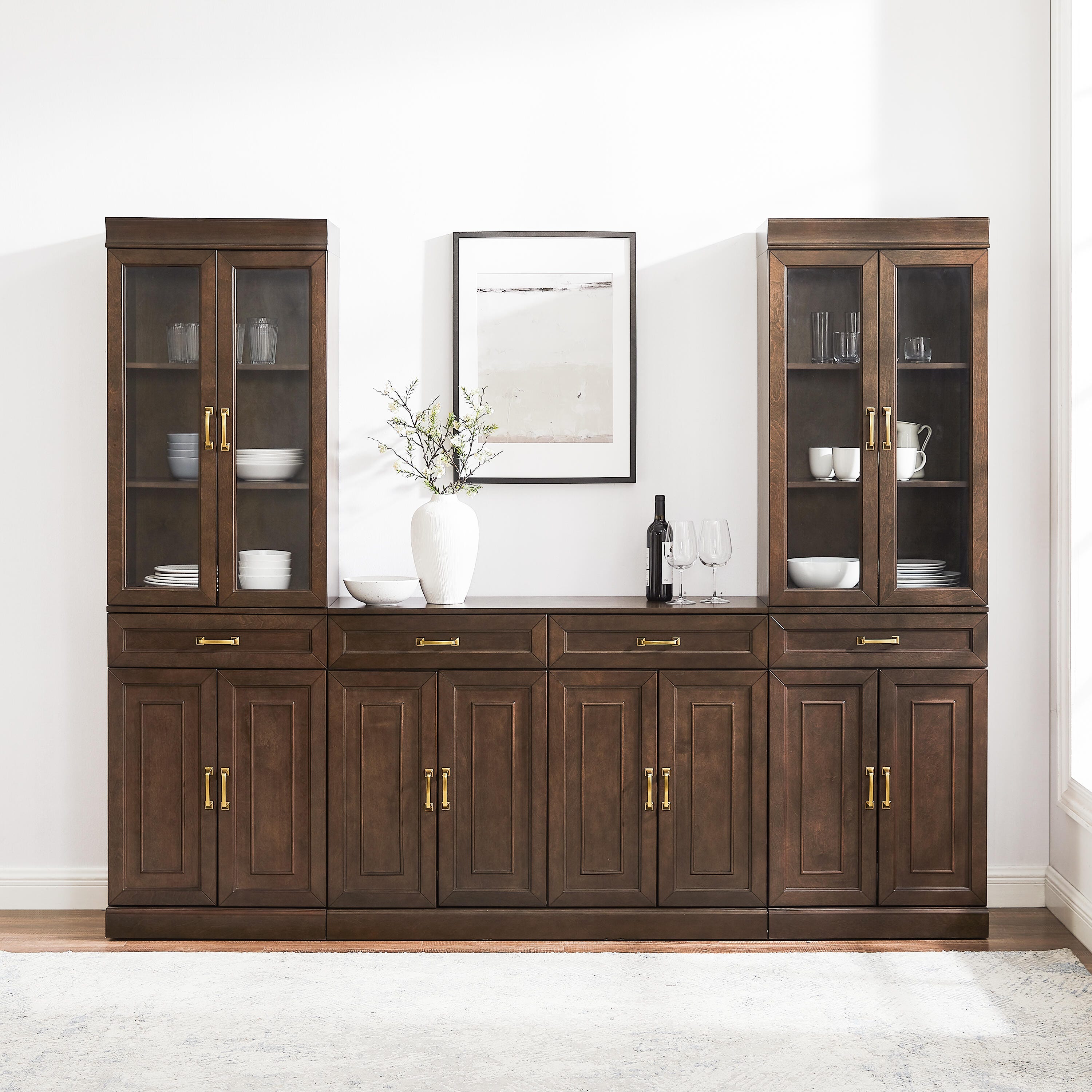 Crosley Furniture Stanton Sideboard And Glass Door Pantry Set, , large