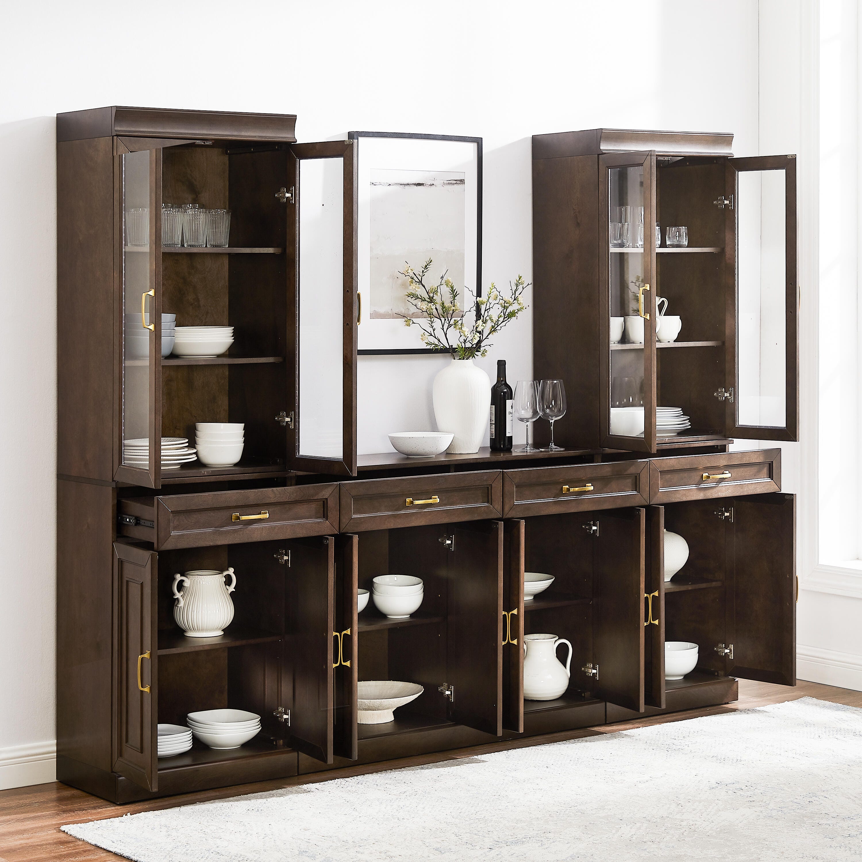 Crosley Furniture Stanton Sideboard And Glass Door Pantry Set | Ashley