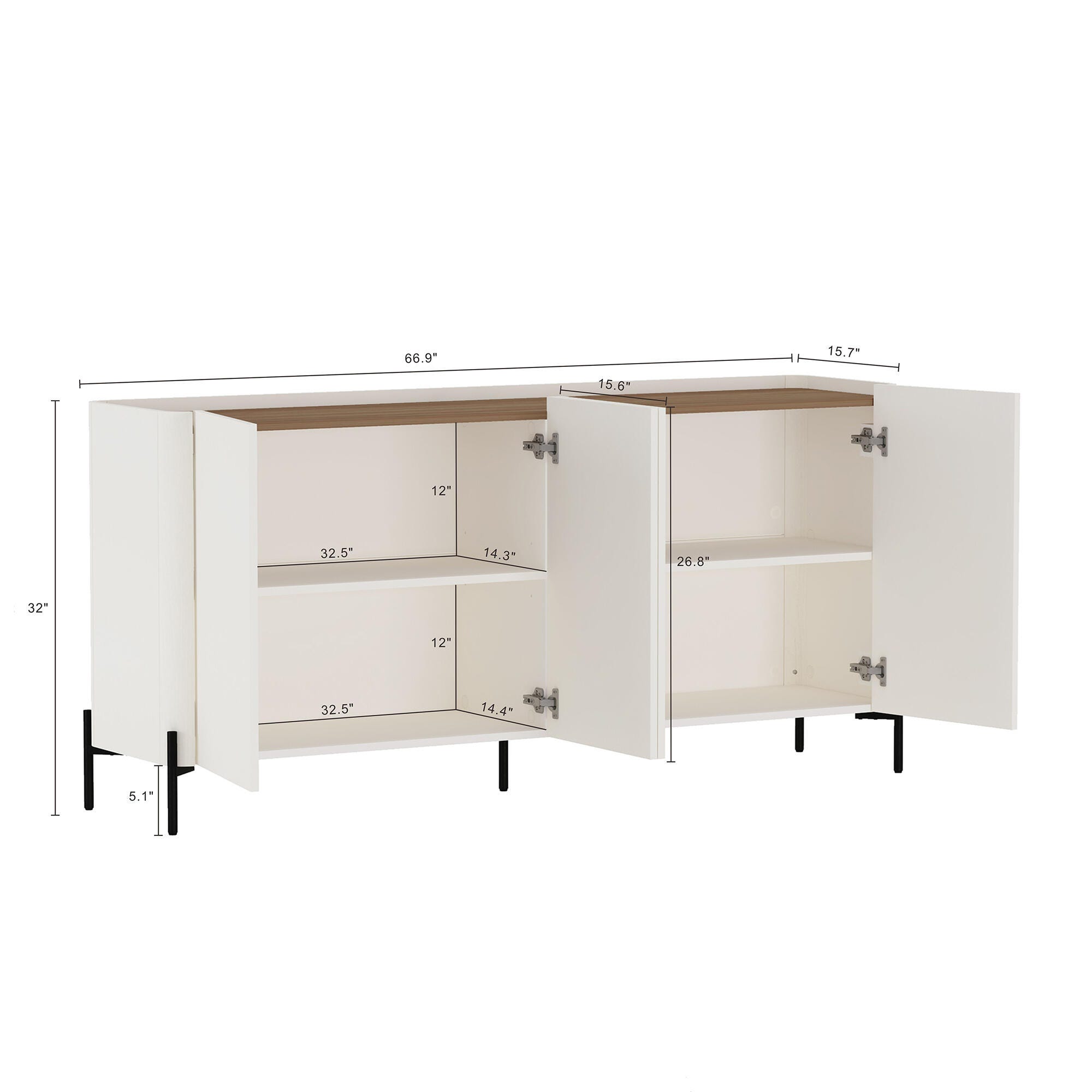 Manhattan Comfort Abbey Sideboard, Maple/Off White, large