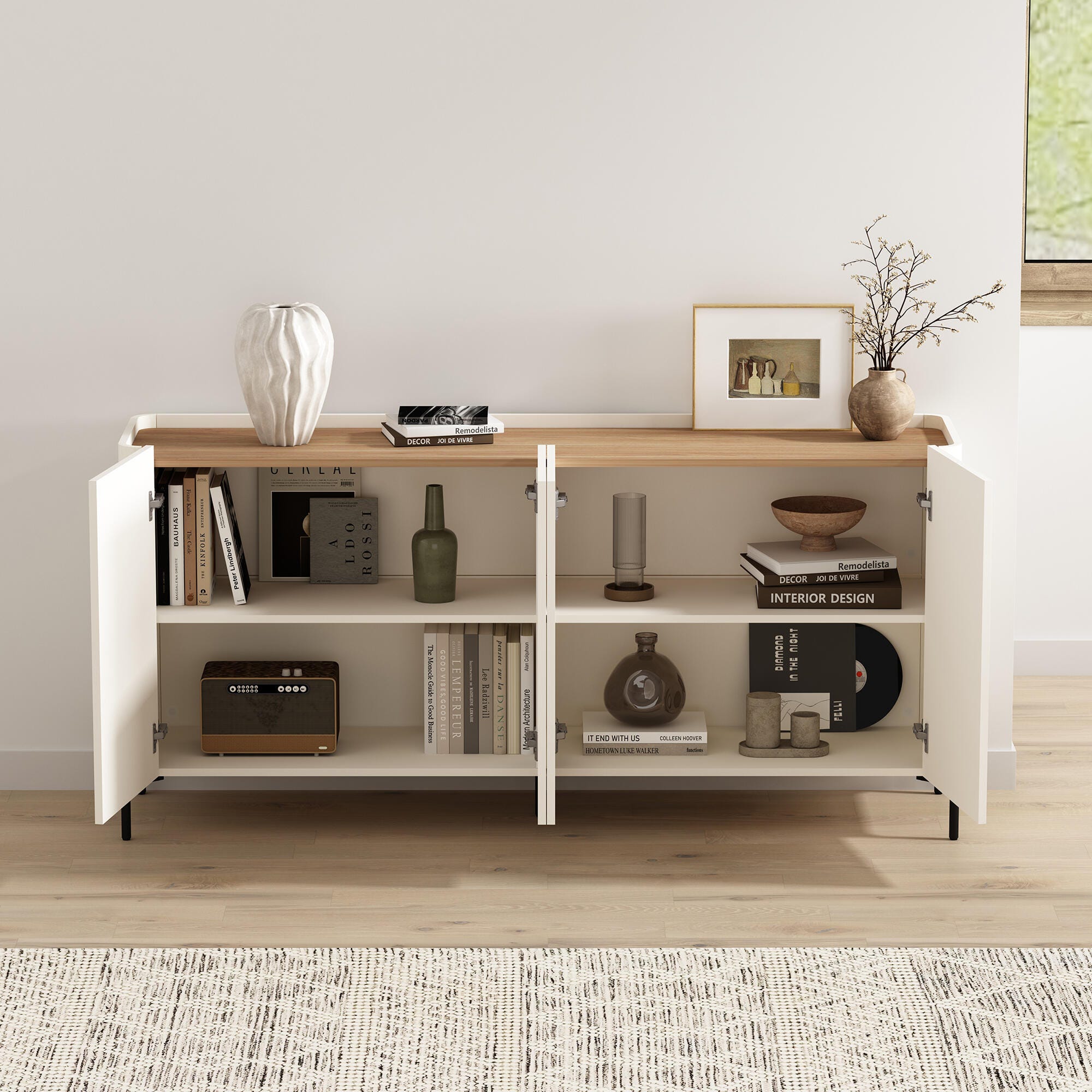 Manhattan Comfort Abbey Sideboard, Maple/Off White, large