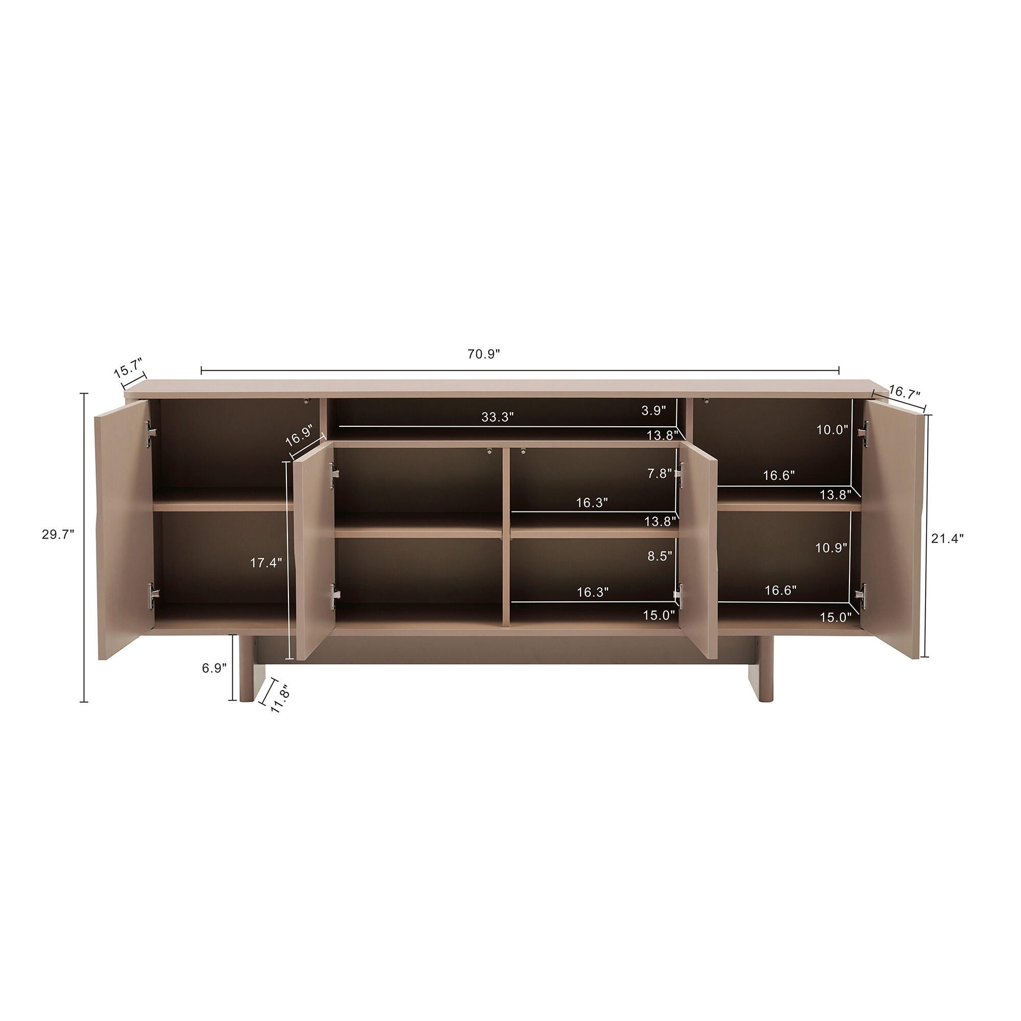 Manhattan Comfort Ella Sideboard, Mocha, large