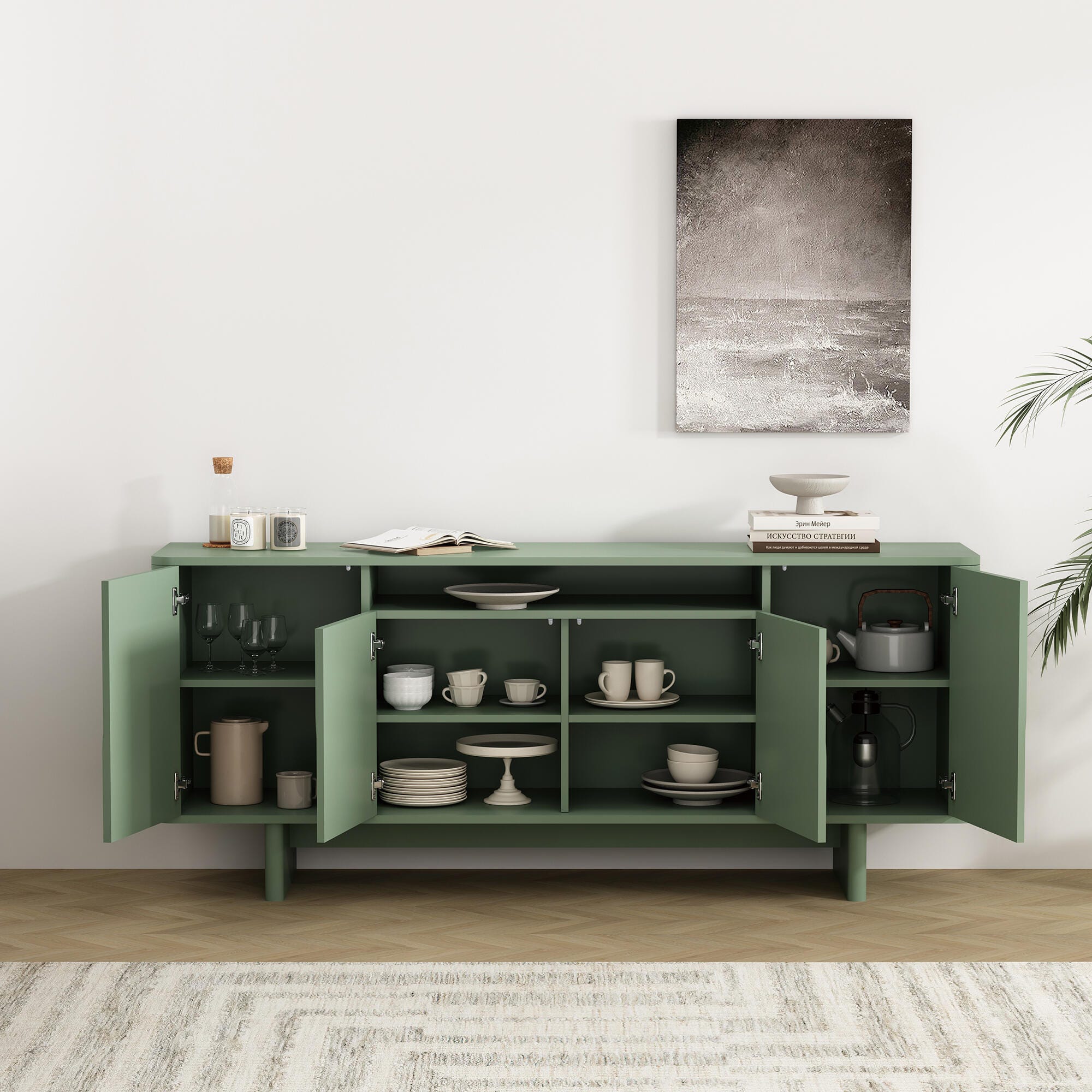 Manhattan Comfort Ella Sideboard, Sage Green, large