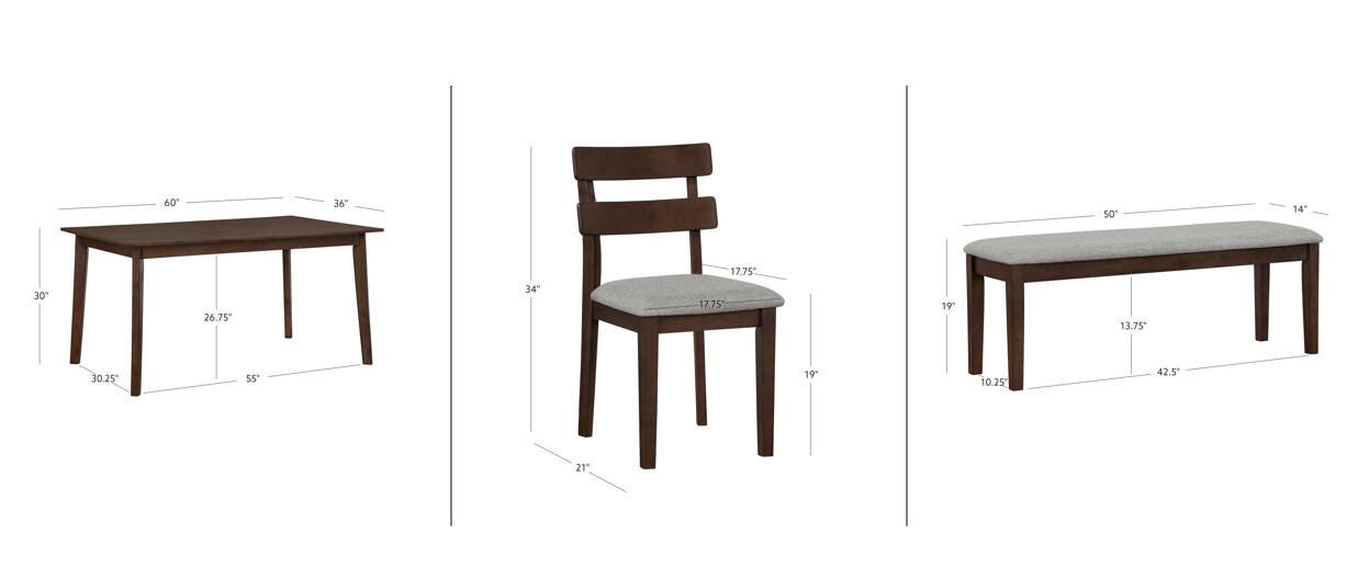 Linon Devin Dining Table with 4 Chairs and Bench, , large
