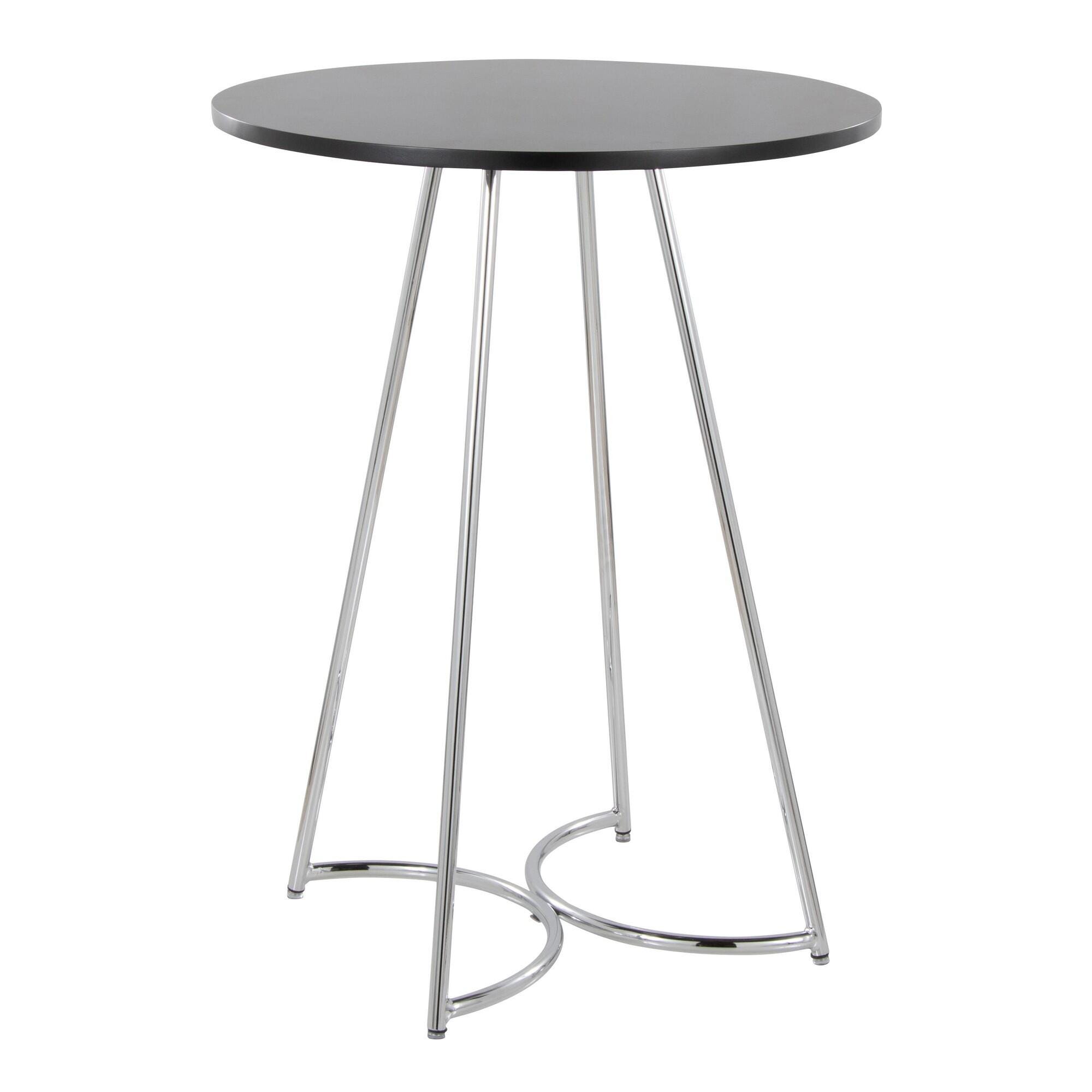 LumiSource Cece Counter Height Dining Table, Black/Chrome, large