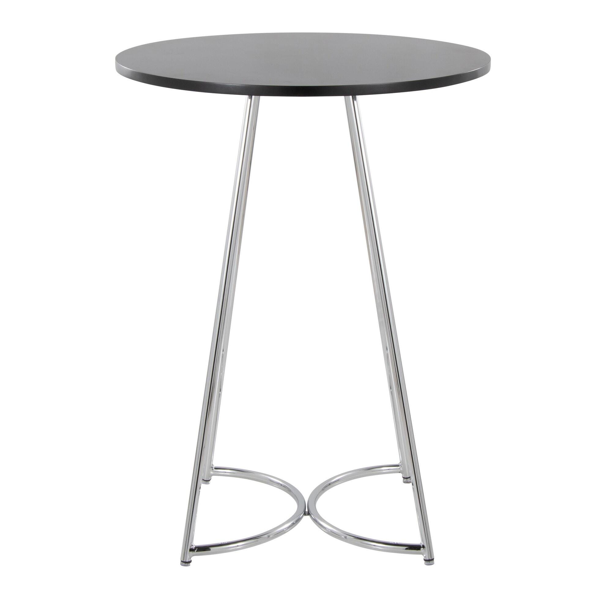 LumiSource Cece Counter Height Dining Table, Black/Chrome, large