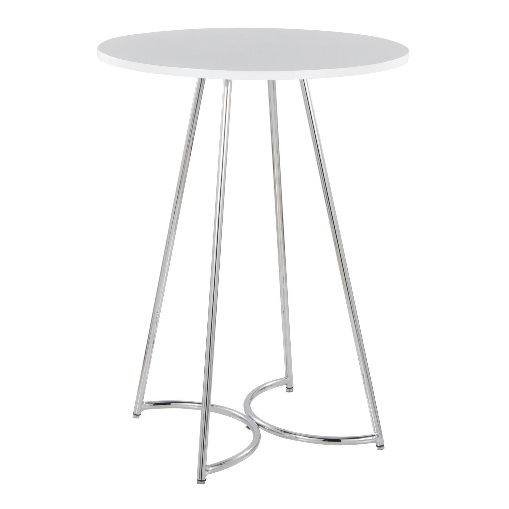 LumiSource Cece Counter Height Dining Table, White/Chrome, large