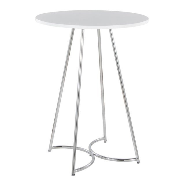 LumiSource Cece Counter Height Dining Table, White/Chrome