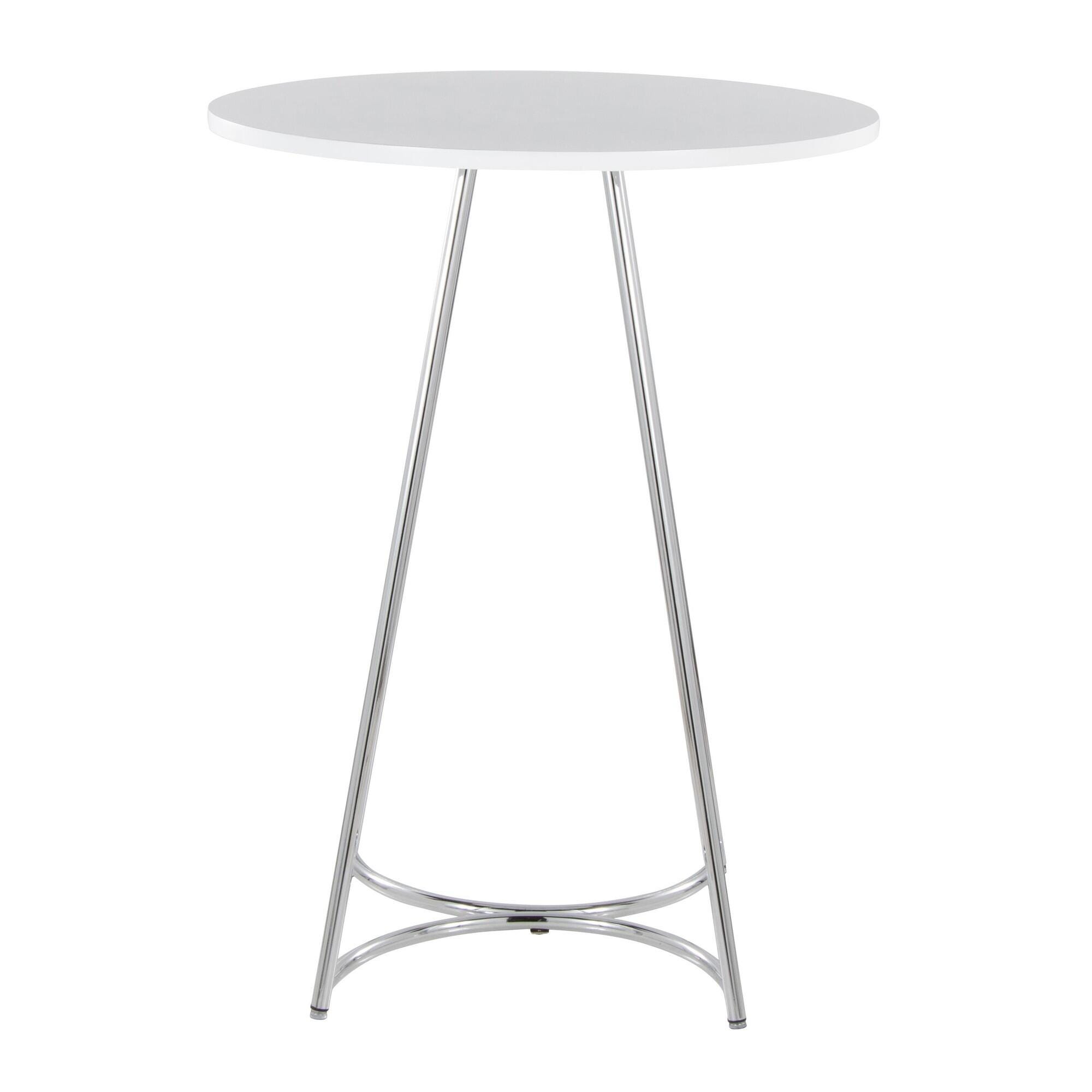 LumiSource Cece Counter Height Dining Table, White/Chrome, large