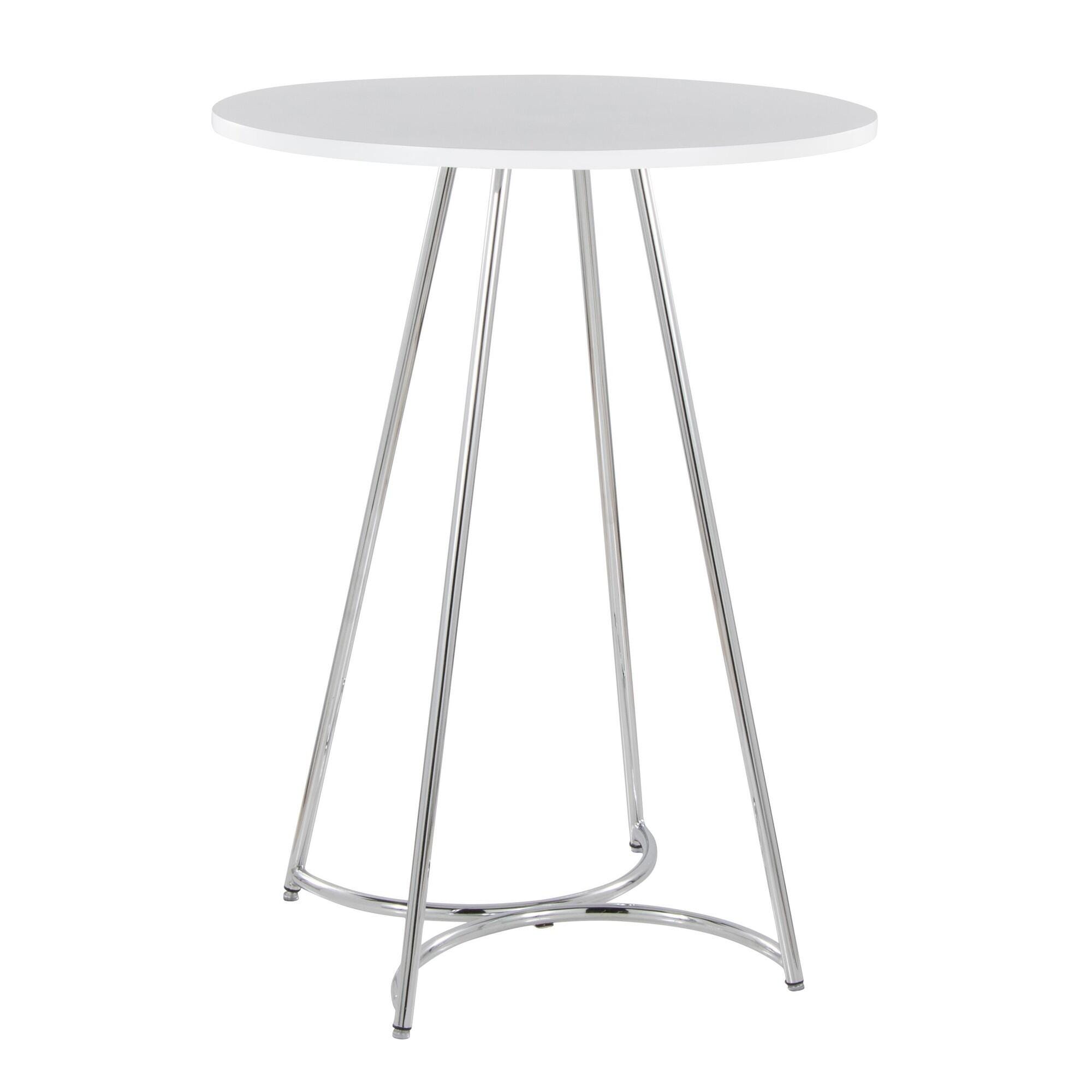 LumiSource Cece Counter Height Dining Table, White/Chrome, large