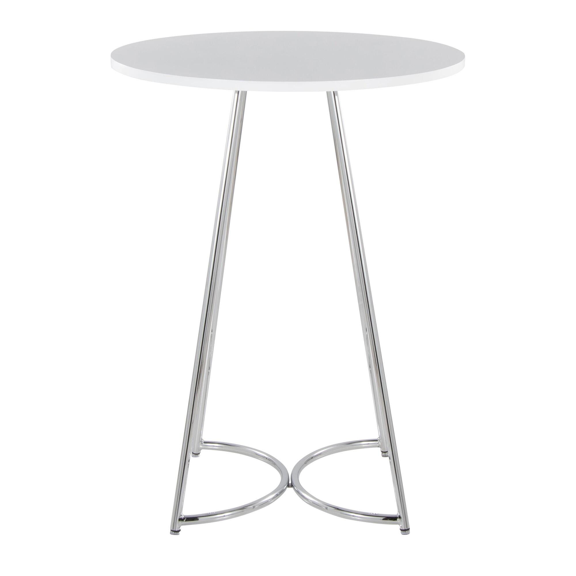 LumiSource Cece Counter Height Dining Table, White/Chrome, large