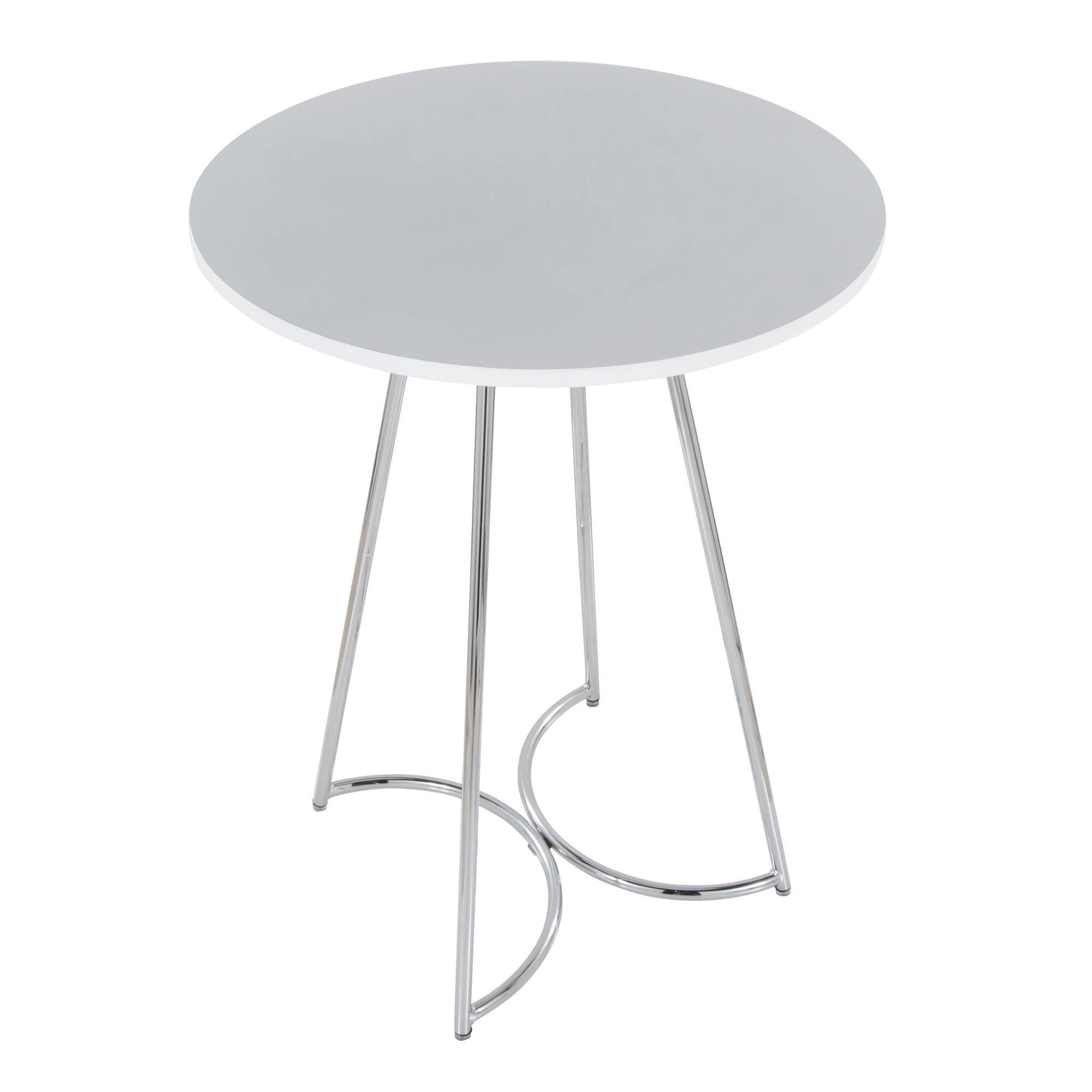 LumiSource Cece Counter Height Dining Table, White/Chrome, large