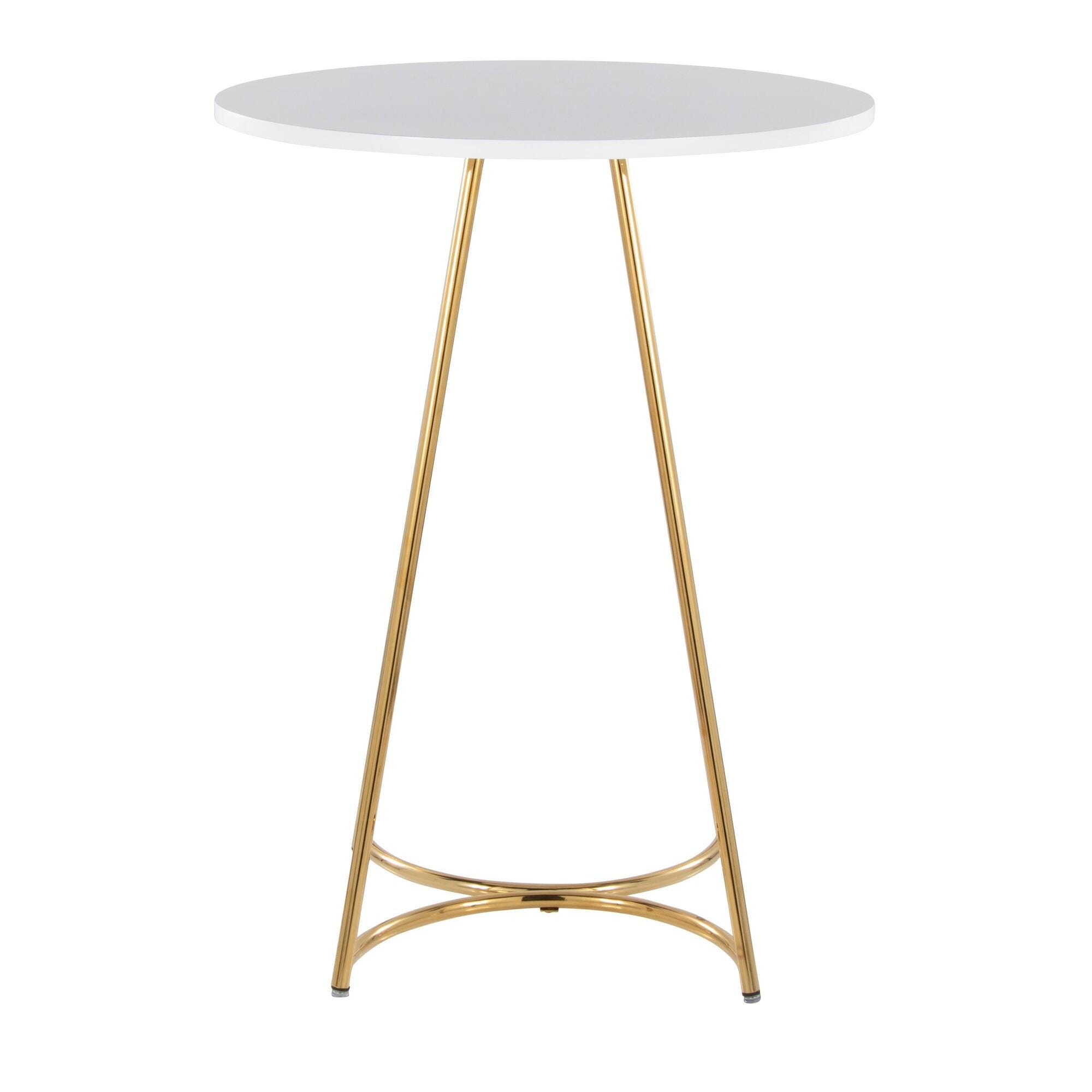 LumiSource Cece Counter Height Dining Table, White/Gold, large