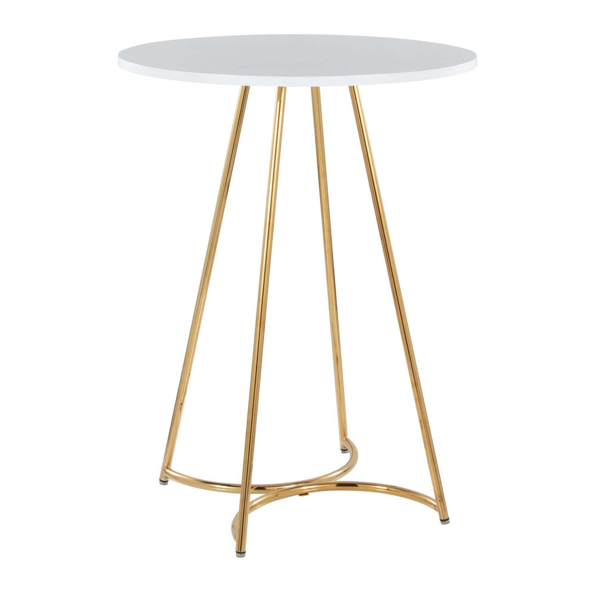 LumiSource Cece Counter Height Dining Table, White/Gold, large
