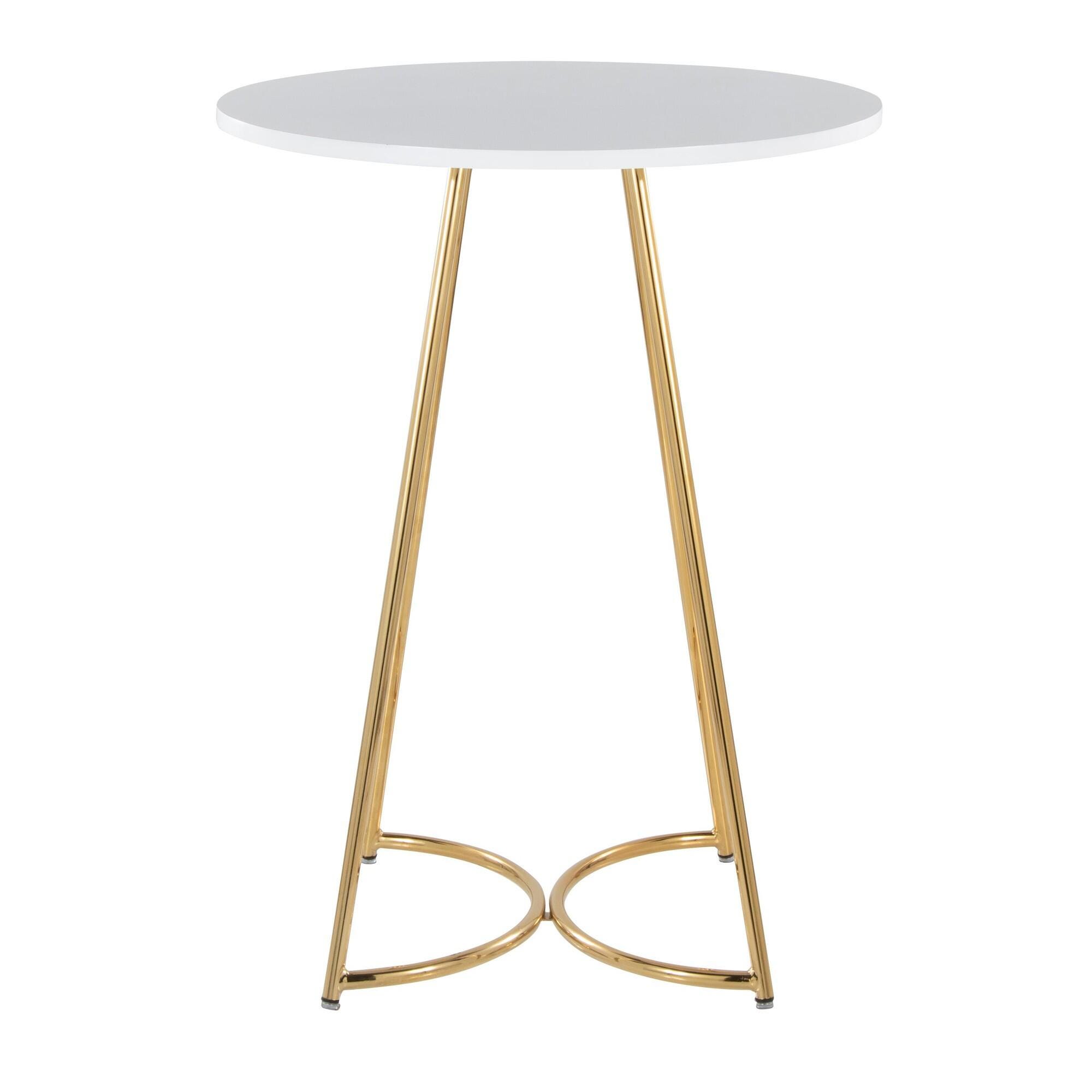 LumiSource Cece Counter Height Dining Table, White/Gold, large