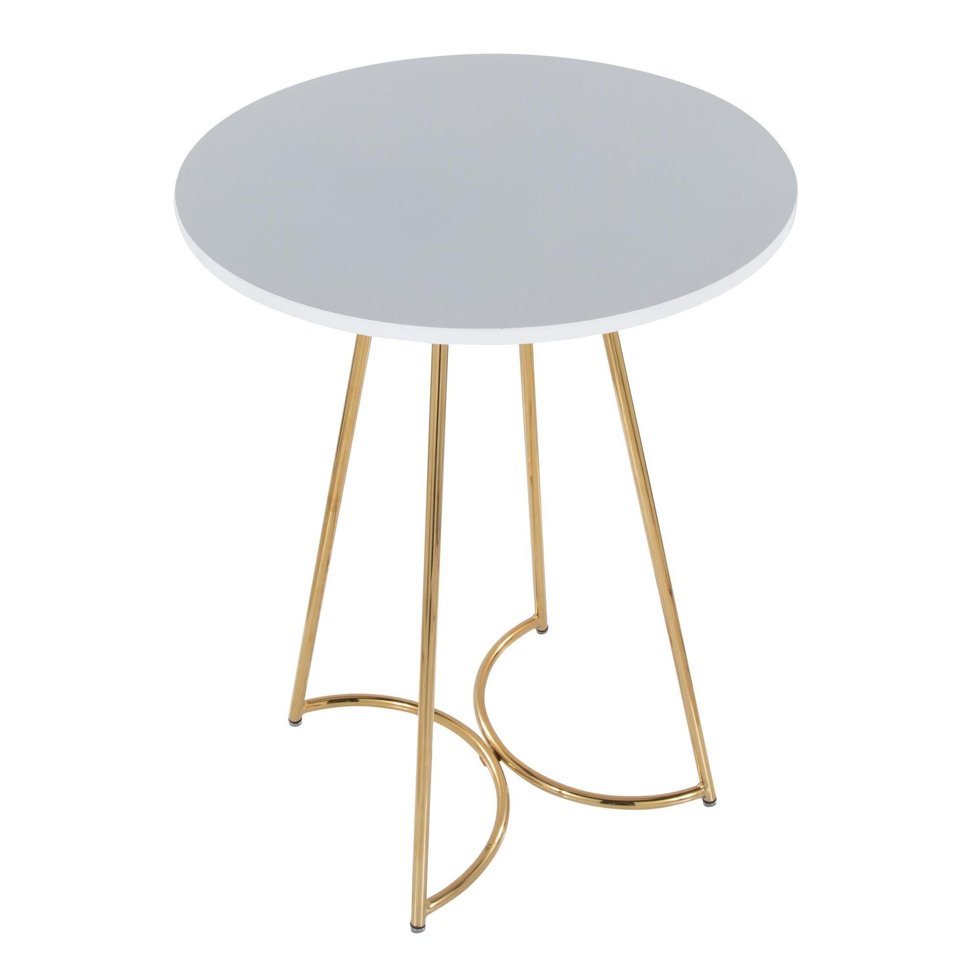 LumiSource Cece Counter Height Dining Table, White/Gold, large