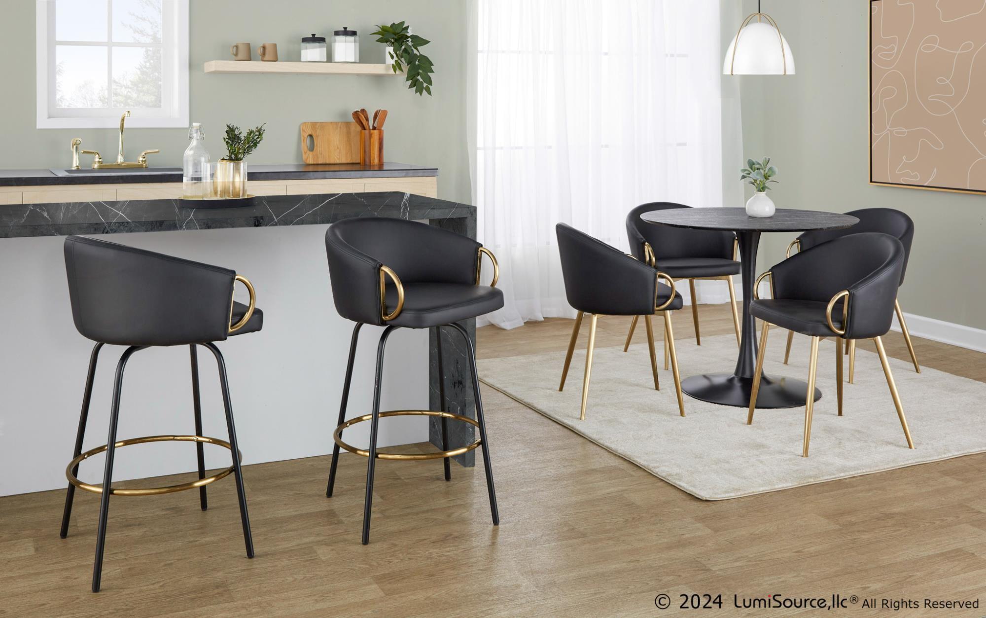 LumiSource Claire Counter Height Bar Stools (Set of 2), Black, large
