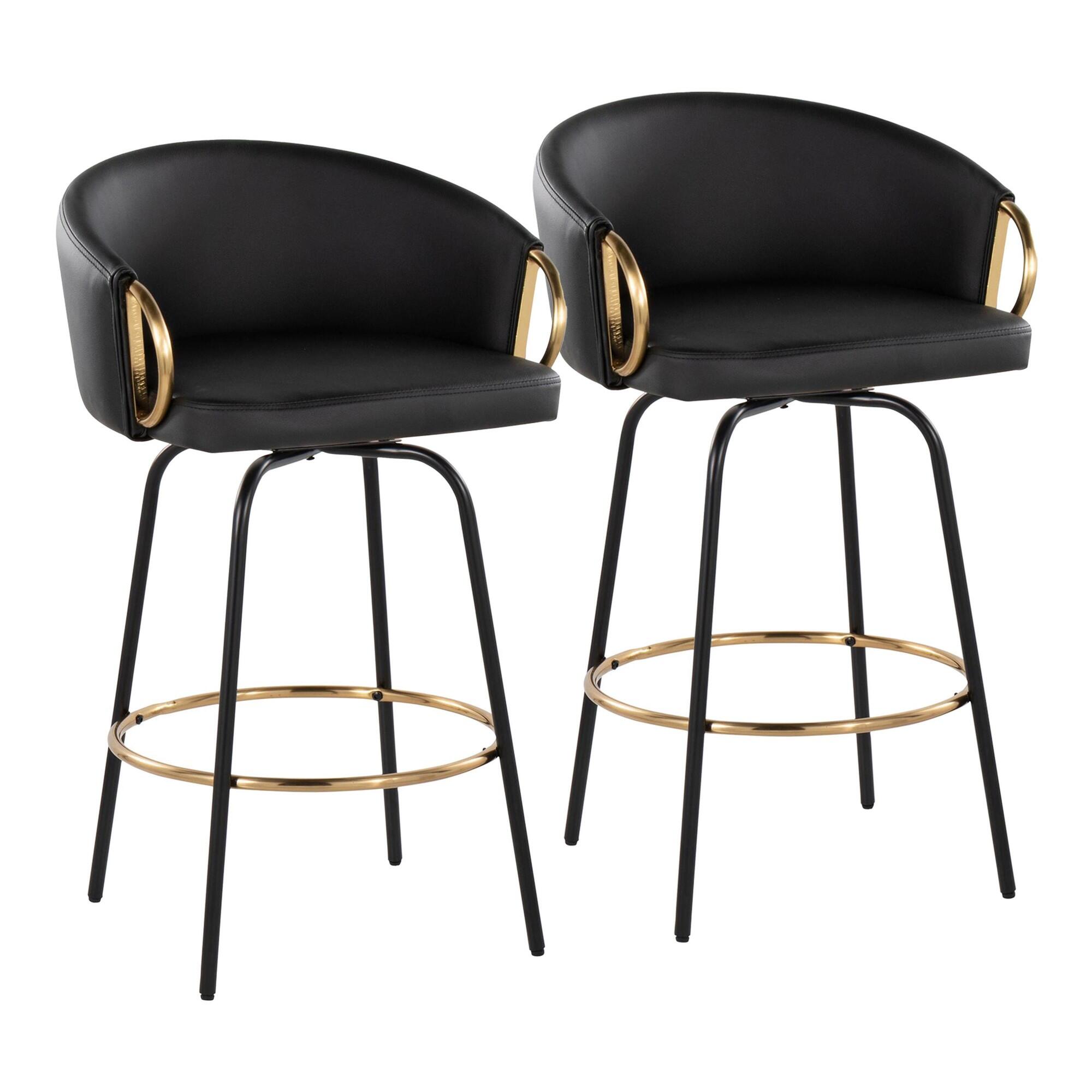 LumiSource Claire Counter Height Bar Stools (Set of 2), Black, large