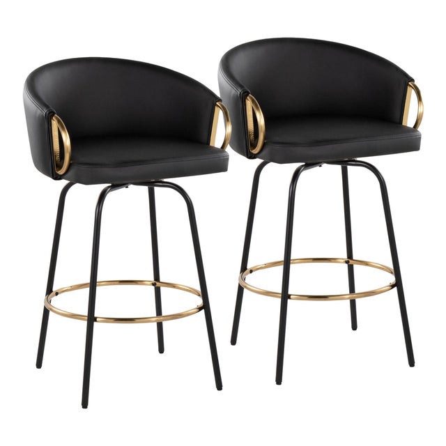 LumiSource Claire Counter Height Bar Stools (Set of 2), Black
